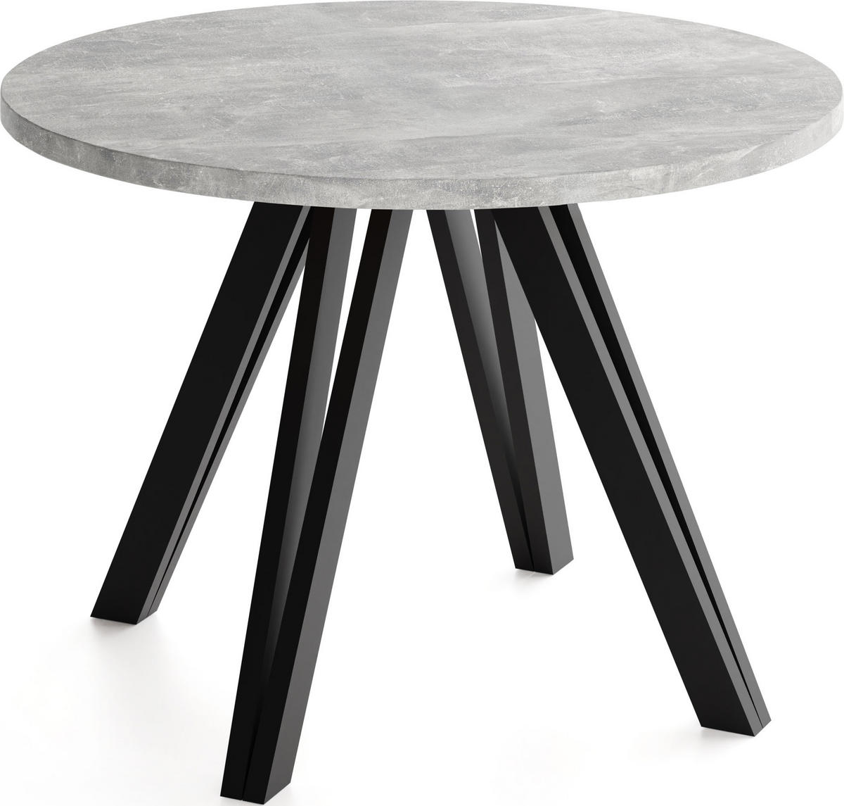 ESSTISCH Ravero runder ausziehbarer, Beton grau 100/100/77 cm - Hellgrau/Schwarz, Holz/Holzwerkstoff (100/100/77cm) - WFL GROUP