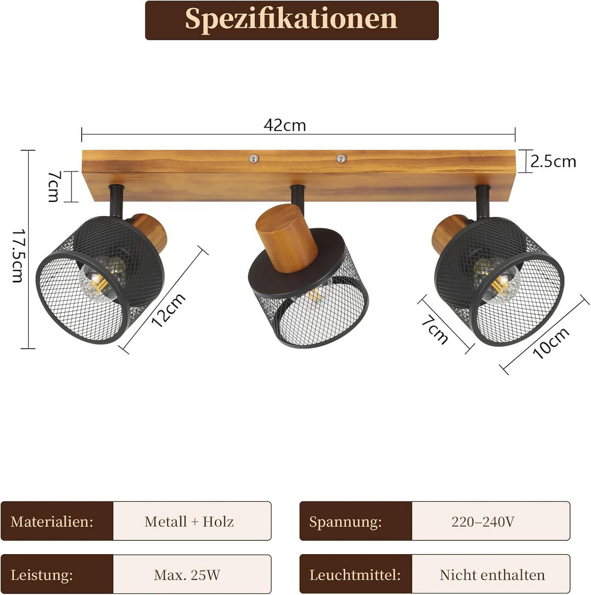 SCHEINWERFER 18/42/10cm - Schwarz, Metall (42/18/10cm) - Nettlife