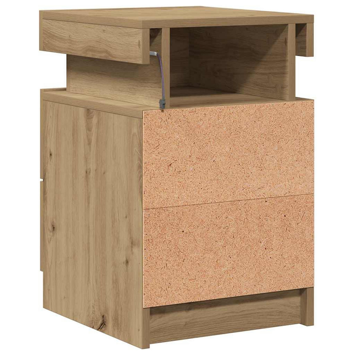 LED-NACHTTISCHE 2Er Set Artisan-Eiche 35/39/55 Cm Holzwerkstoff - Braun, Holzwerkstoff (39/55/35cm) - vidaXL