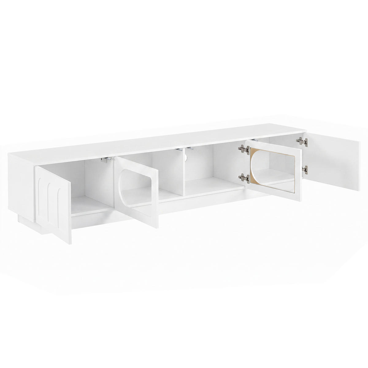 LOWBOARD DE-40167 mit LED-Beleuchtung und Glastüren Weiß - Weiß, Holzwerkstoff (200/42/40cm) - ComfortXL