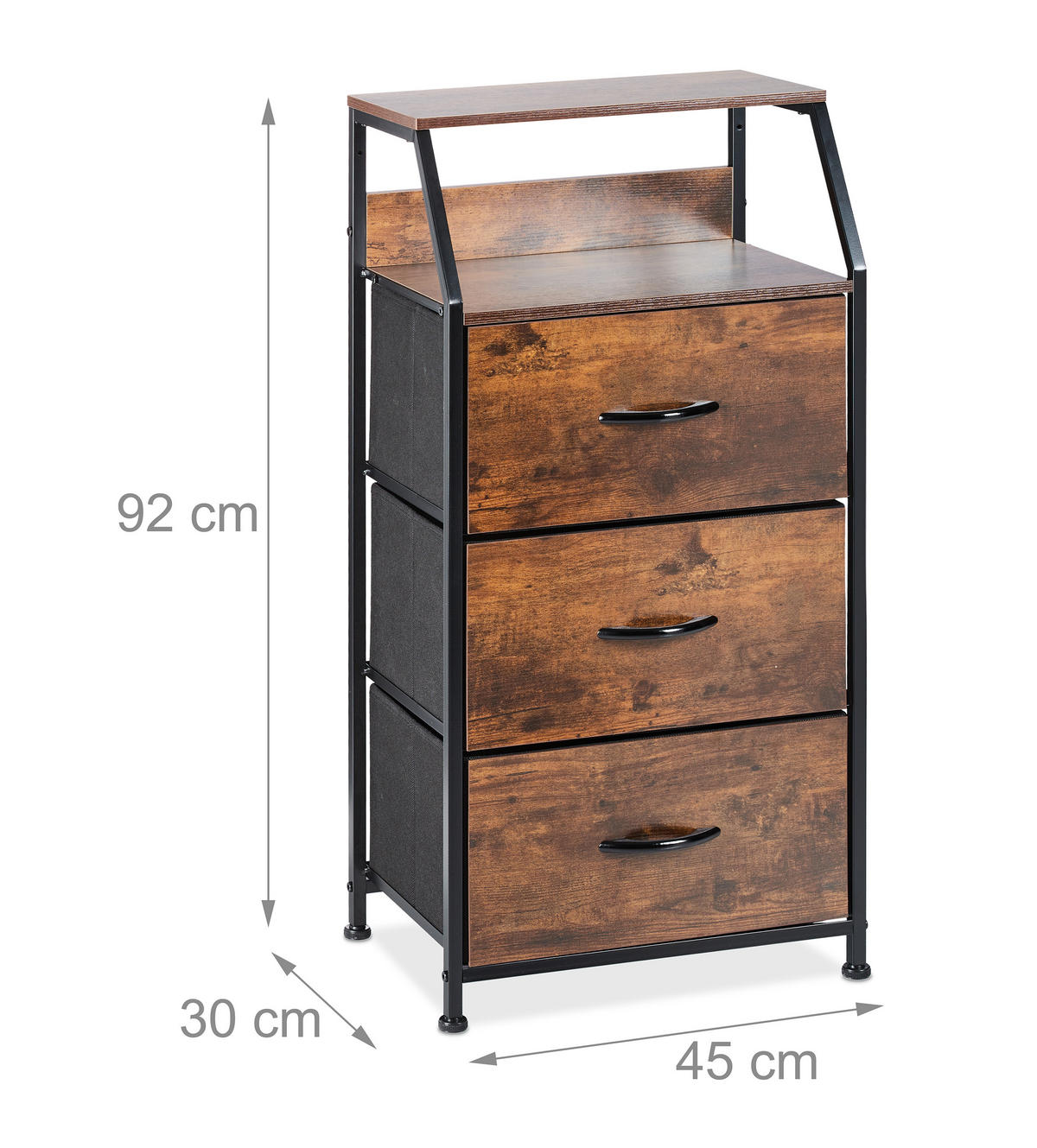 KOMMODE - Dunkelbraun, Holz/Holzwerkstoff (45/92/30cm) - Relaxdays