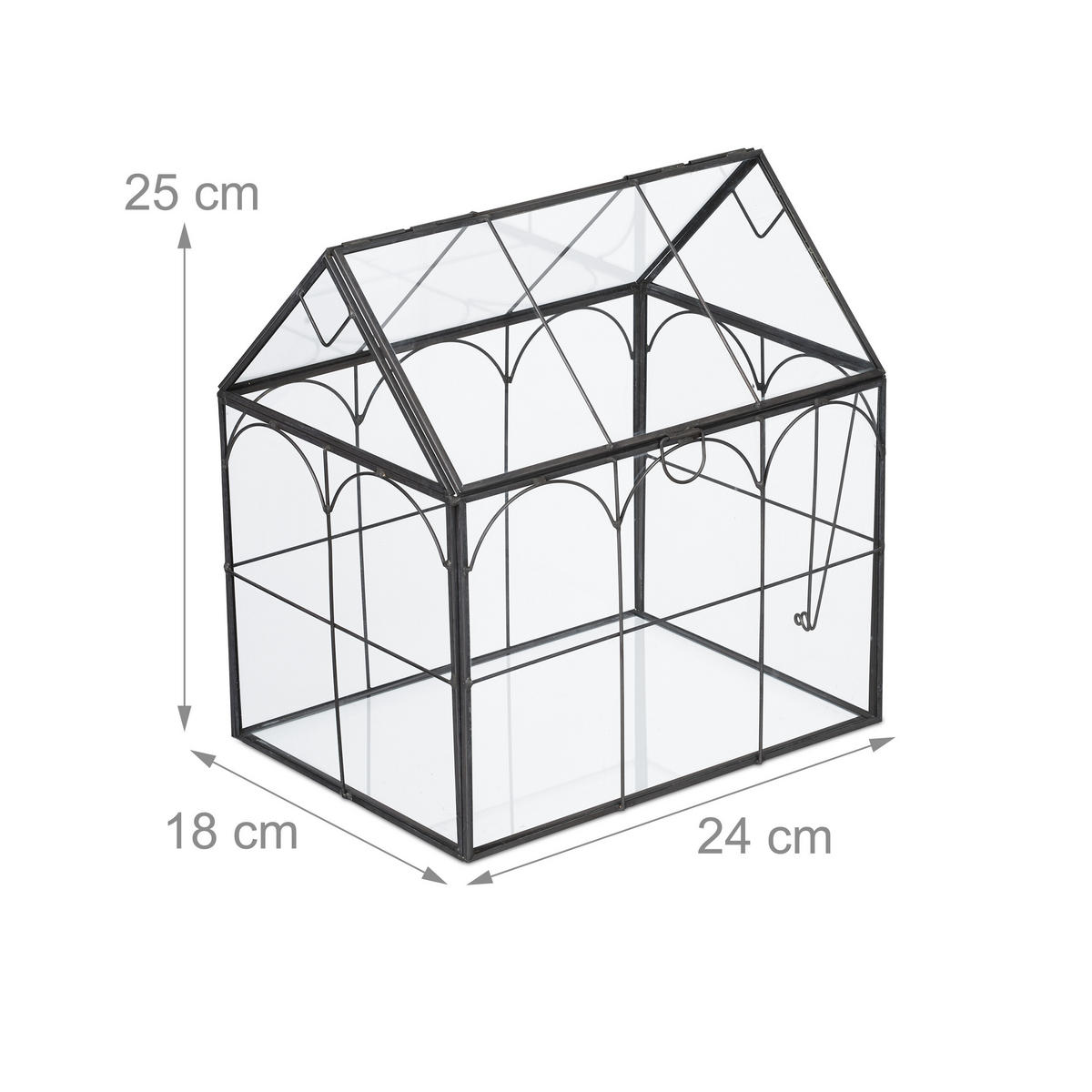 PFLANZENTERRARIUM - Transparent, Glas/Metall (25cm) - Relaxdays