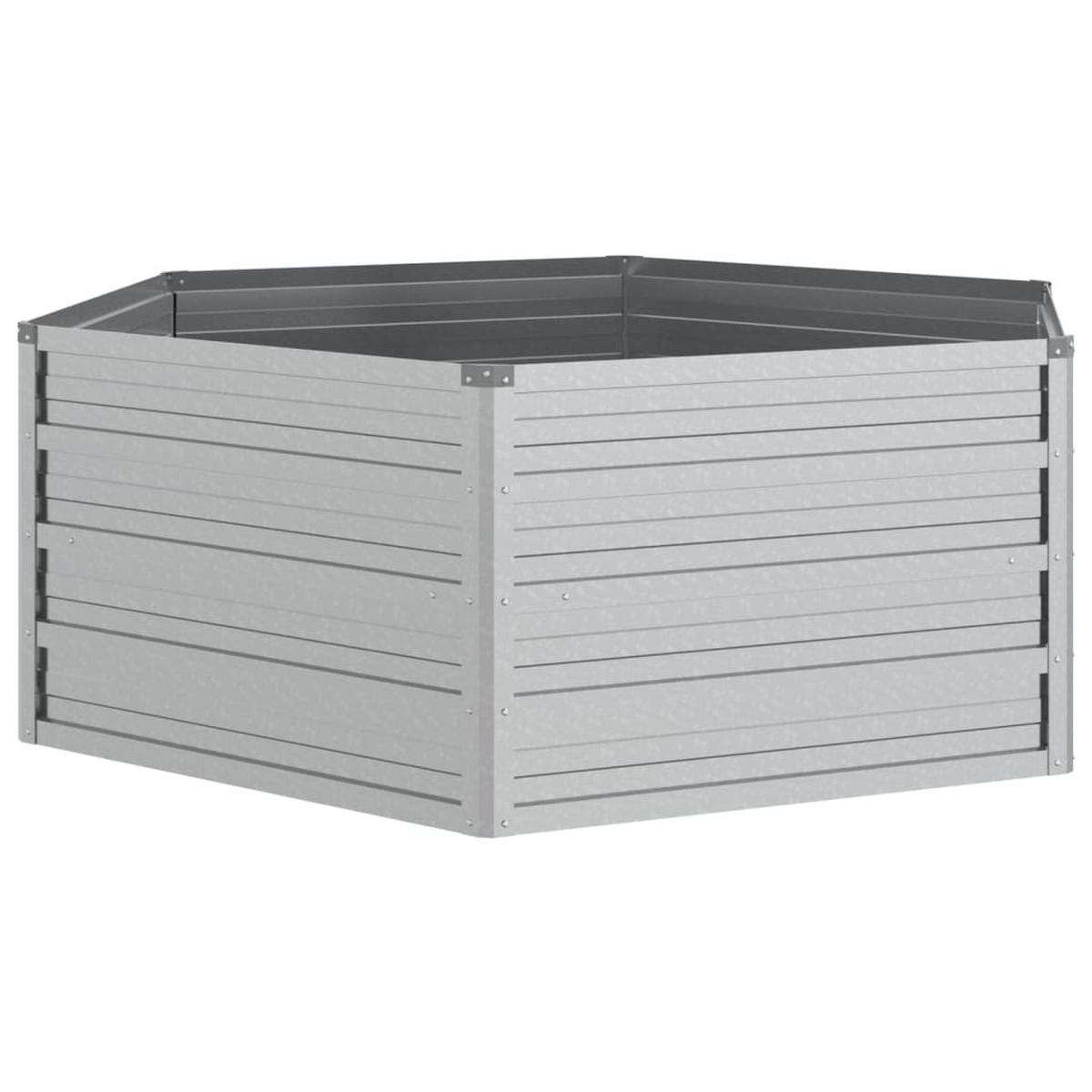 GARTEN-HOCHBEET 129x45 cm Verzinkter Stahl Silber - Silberfarben, Metall (129/45/129cm) - furnicato
