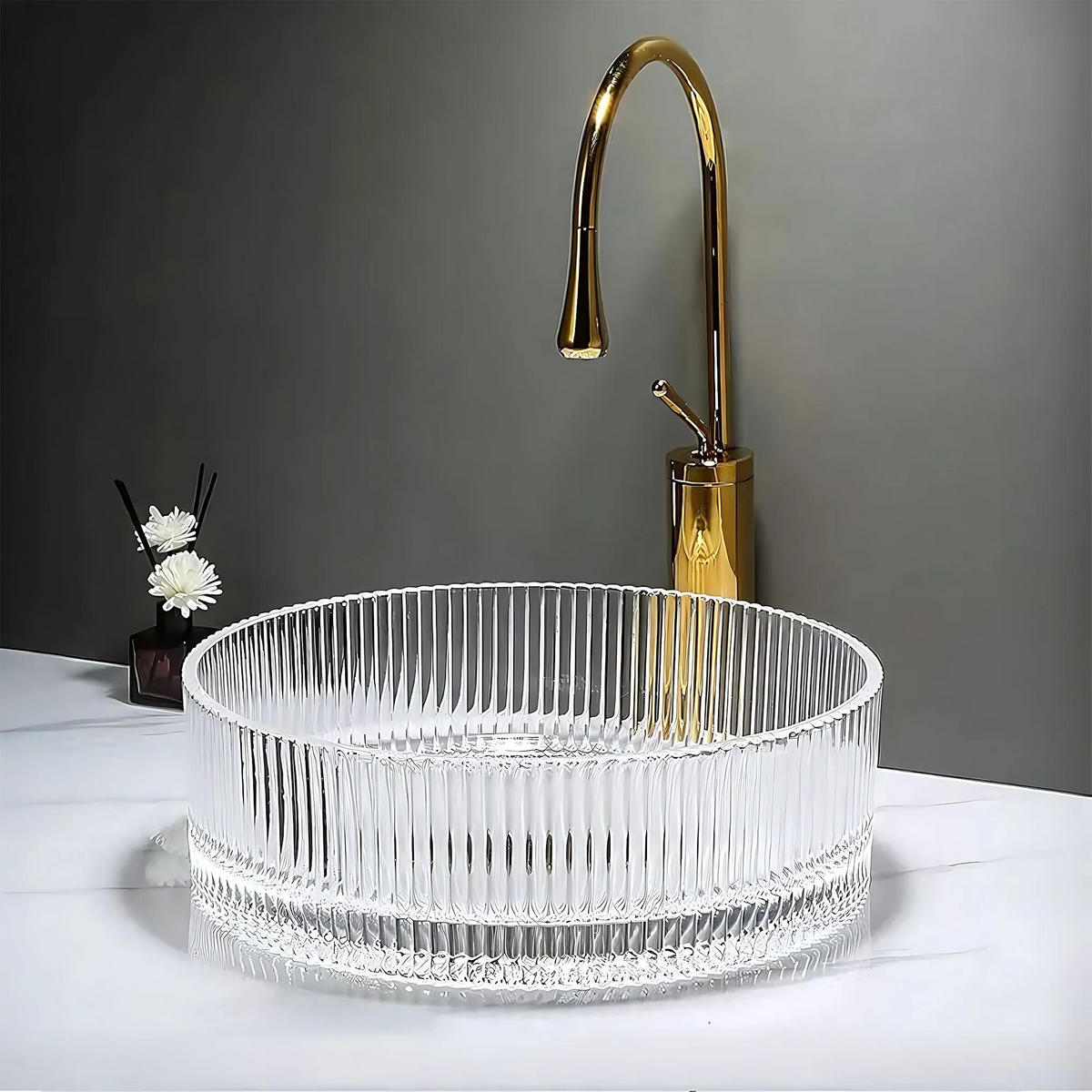 AUFSATZWASCHBECKEN Rea Ingrid 36 Transparent - Transparent, Glas (36/12/36cm) - REA