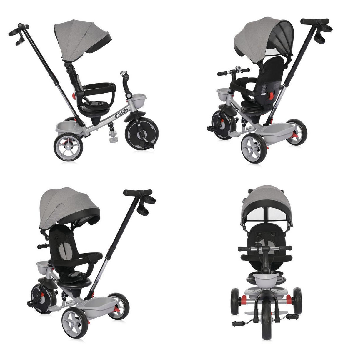 DREIRAD Revel 3 in 1 grau Freilauf Lenkstange Becherhalter Korb - Grau, Metall (55/54/78cm) - Lorelli
