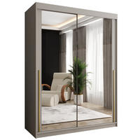 SCHIEBETÜRENSCHRANK mit Spiegel 150 cm Breite Kaschmir mit Goldgriff - Kaschmir/Goldfarben, Holzwerkstoff (150/200/62cm) - Home Collective