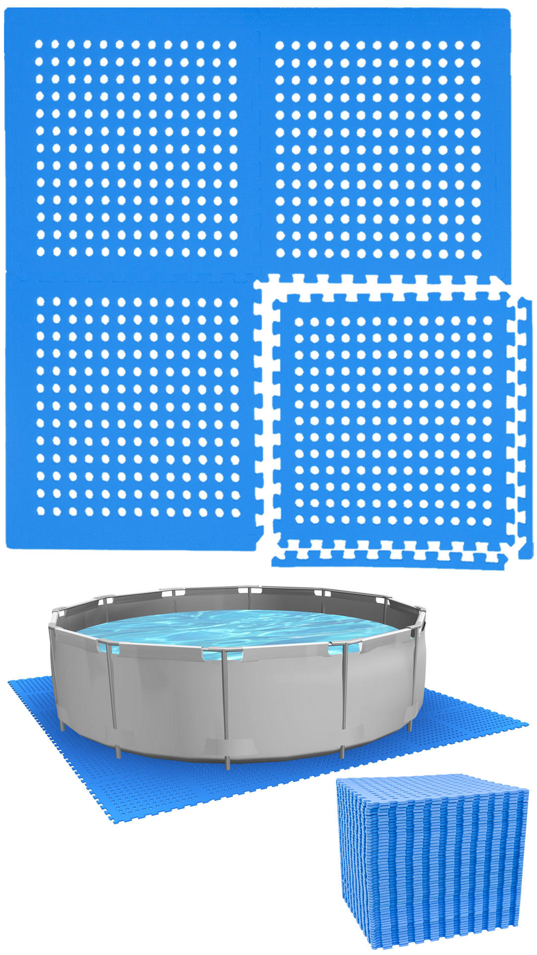 eyepower Poolmatten Blau 62x62 cm