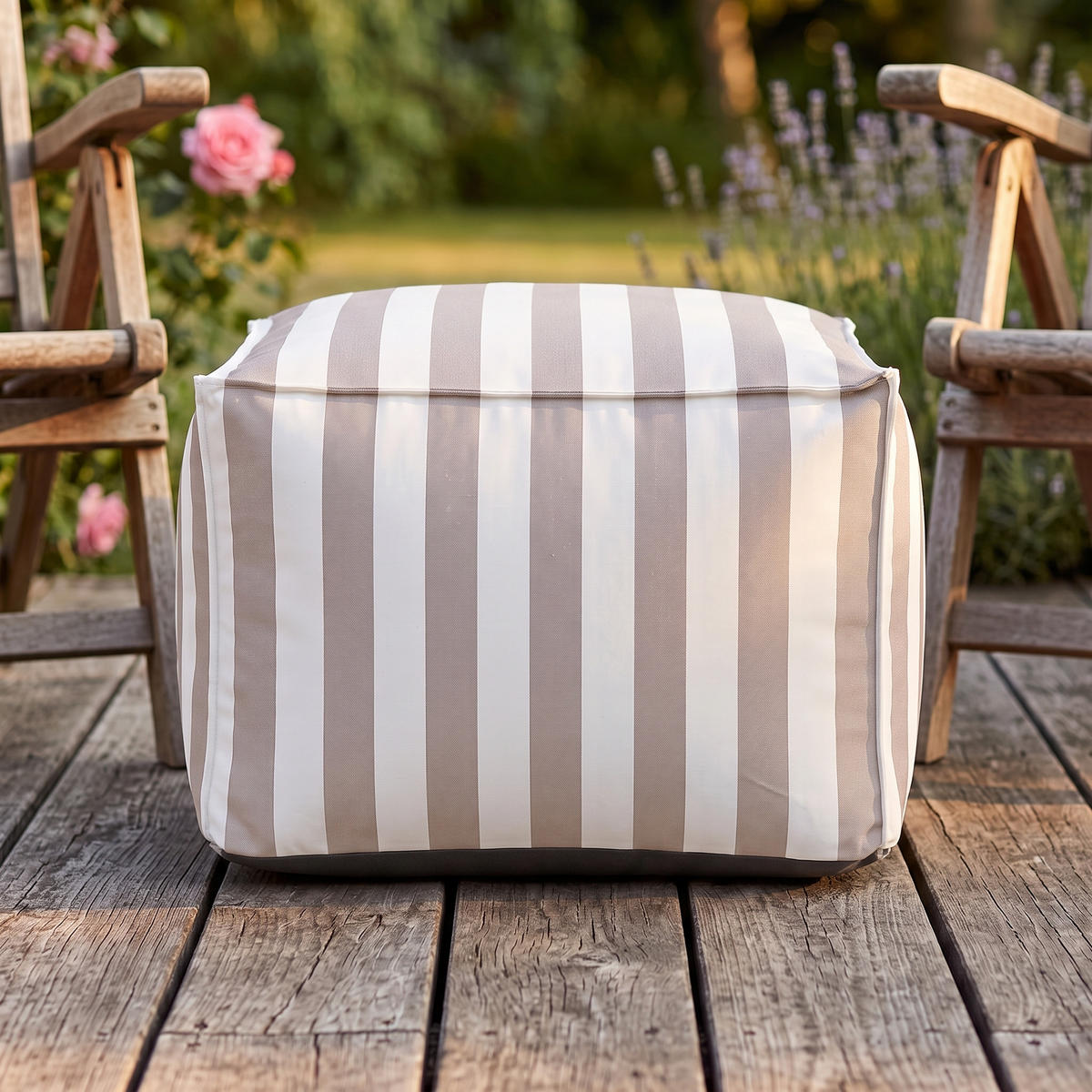 OUTDOOR Pouf Sitzsack SOFT für Garten & Terrasse, Beige - Beige, Textil (70/40/70cm) - Muffo
