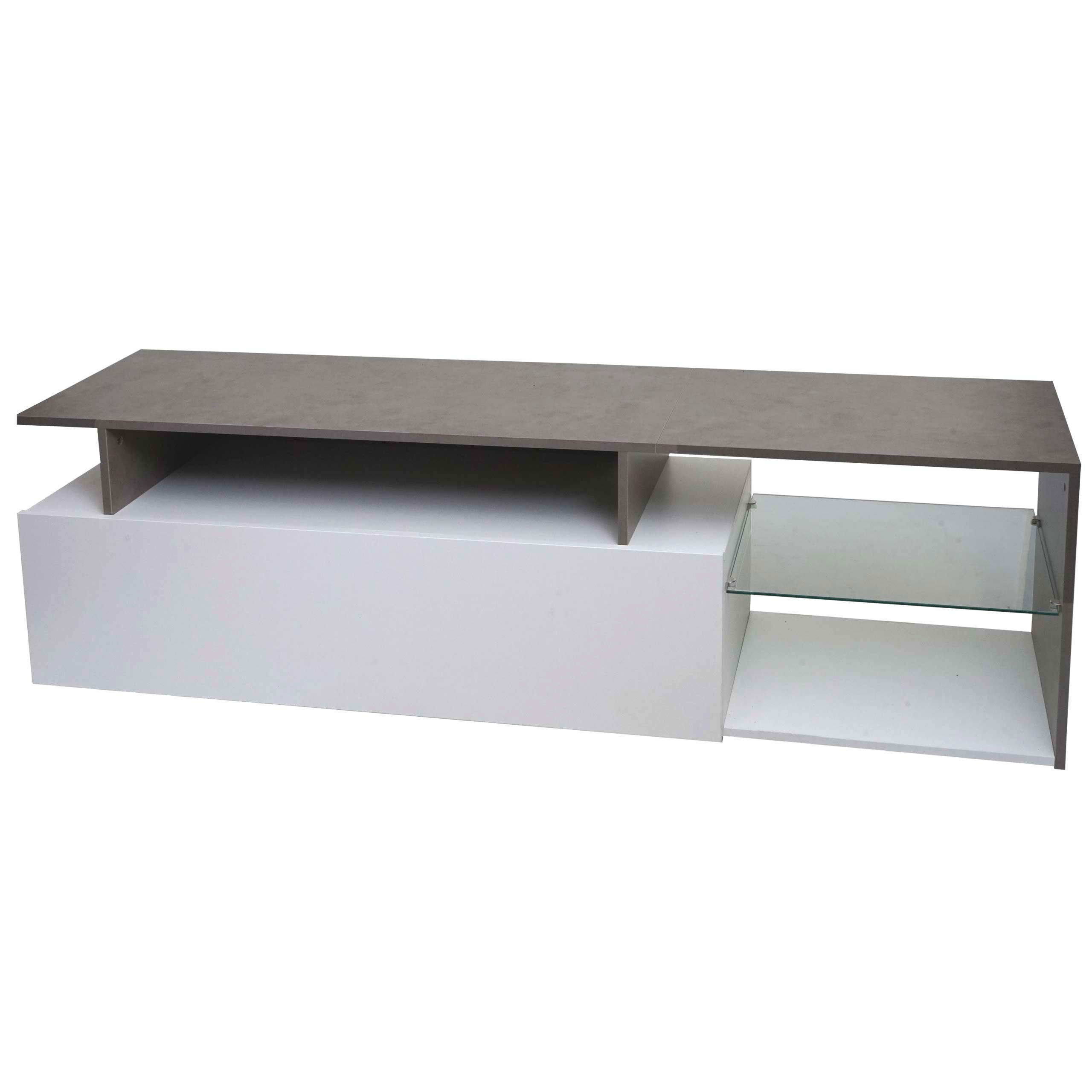 TV-RACK Beton Dekor, weiß - Weiß/Grau, Holz (170/47/40cm) - MCW