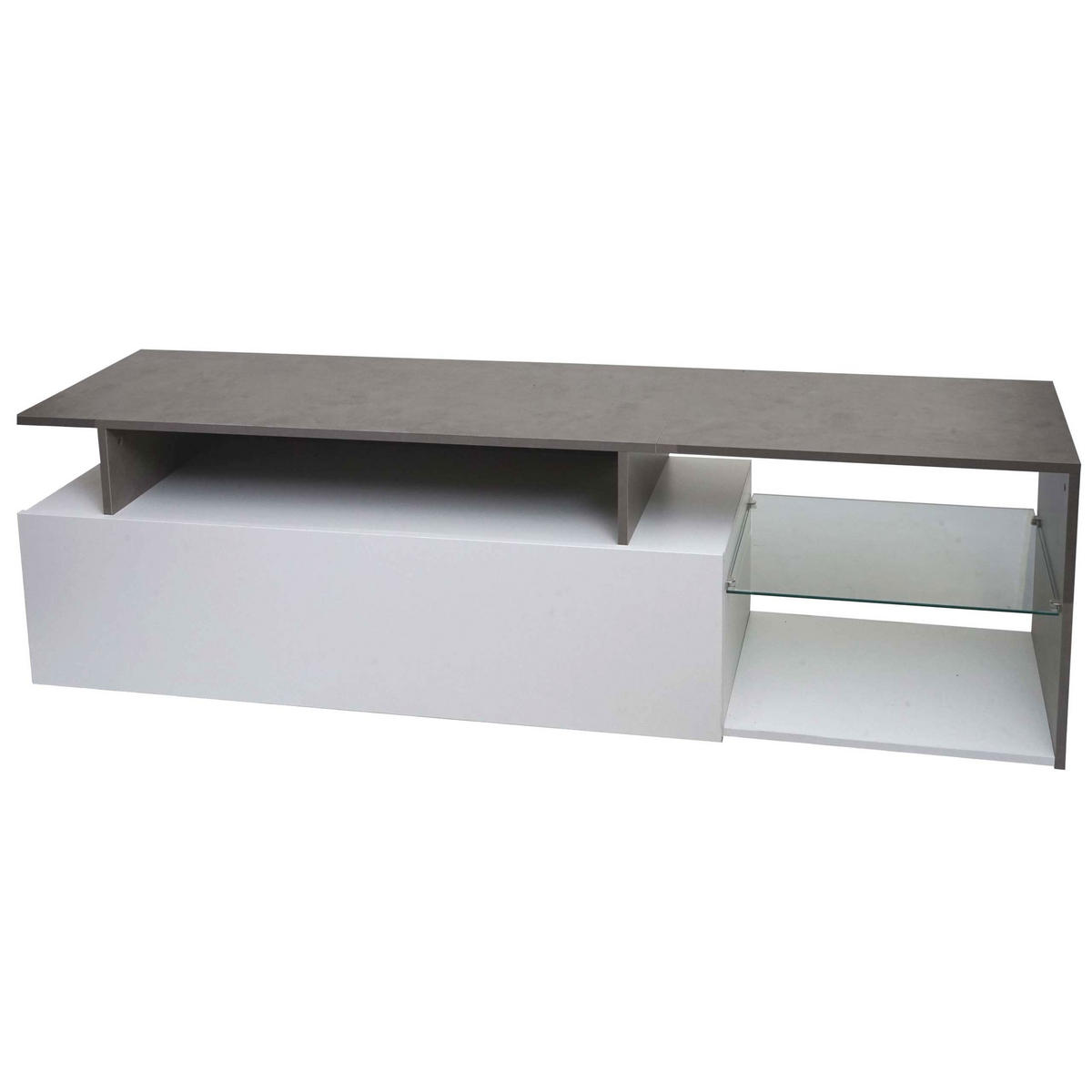 TV-RACK Beton Dekor, weiß - Weiß/Grau, Holz (170/47/40cm) - MCW