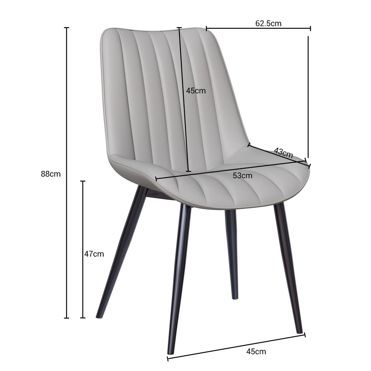 STUHL-SET 2 Stück aus Samt in Modernem Stil-YZ1 - Hellgrau, Textil/Metall (62.5/88/53cm) - HOMAVO