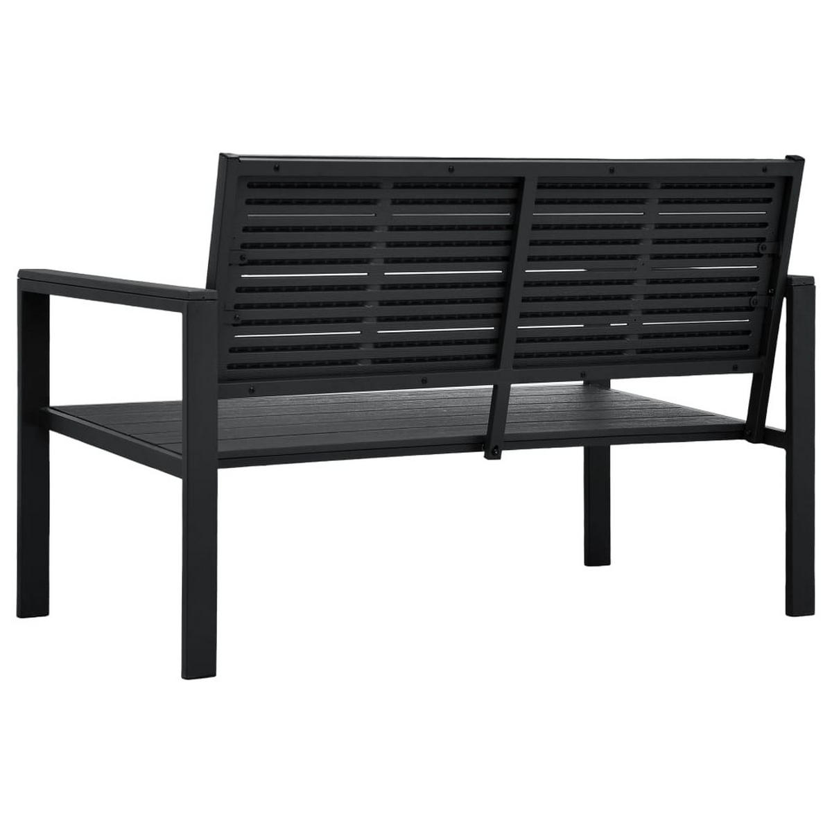 GARTENBANK mit Armlehnen in Holz-Optik, 120/64/78 cm, aus HDPE und Stahl, Schwarz - Schwarz, Holz (64/78/120cm) - vidaXL