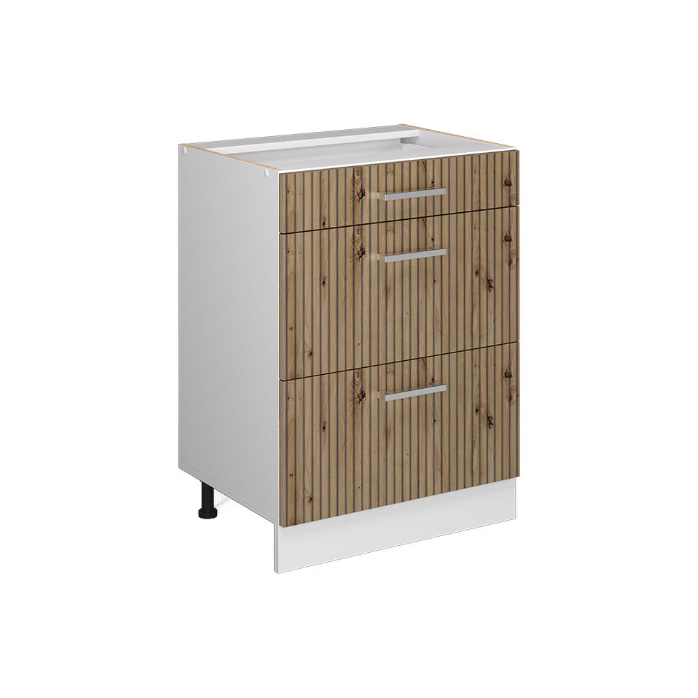 KÖKSUNDERSKÅP R-Line Hantverks ek 60 cm med lådor, utan bänkskiva Ek Artisan, Vit 81.6/60/46 cm