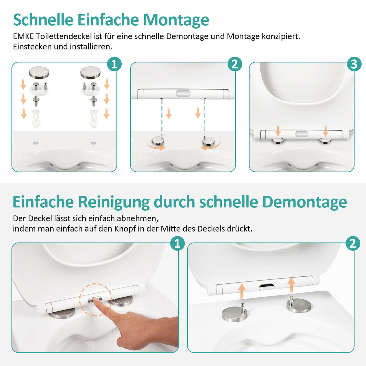 WC-SITZ Weiß 150KG - Weiß, Kunststoff (37.2/5.1/44.2cm) - EMKE
