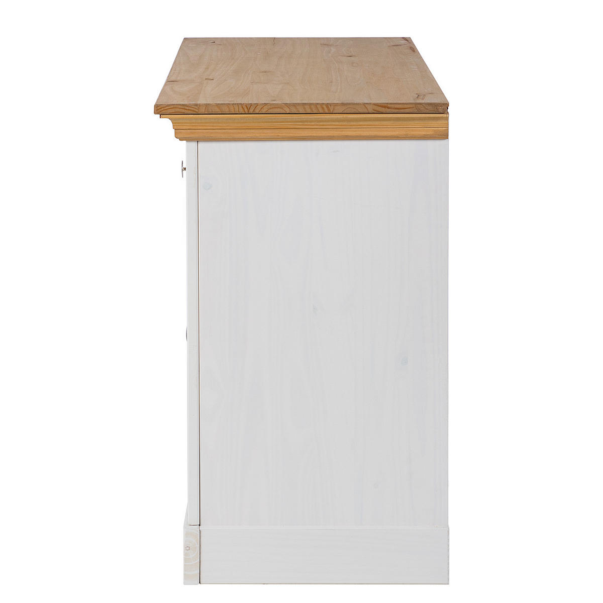 MASSIVES SIDEBOARD - Kiefer Weiß / Kiefer - Silberfarben/Weiß, Holz/Metall (145/78/47cm) - home24