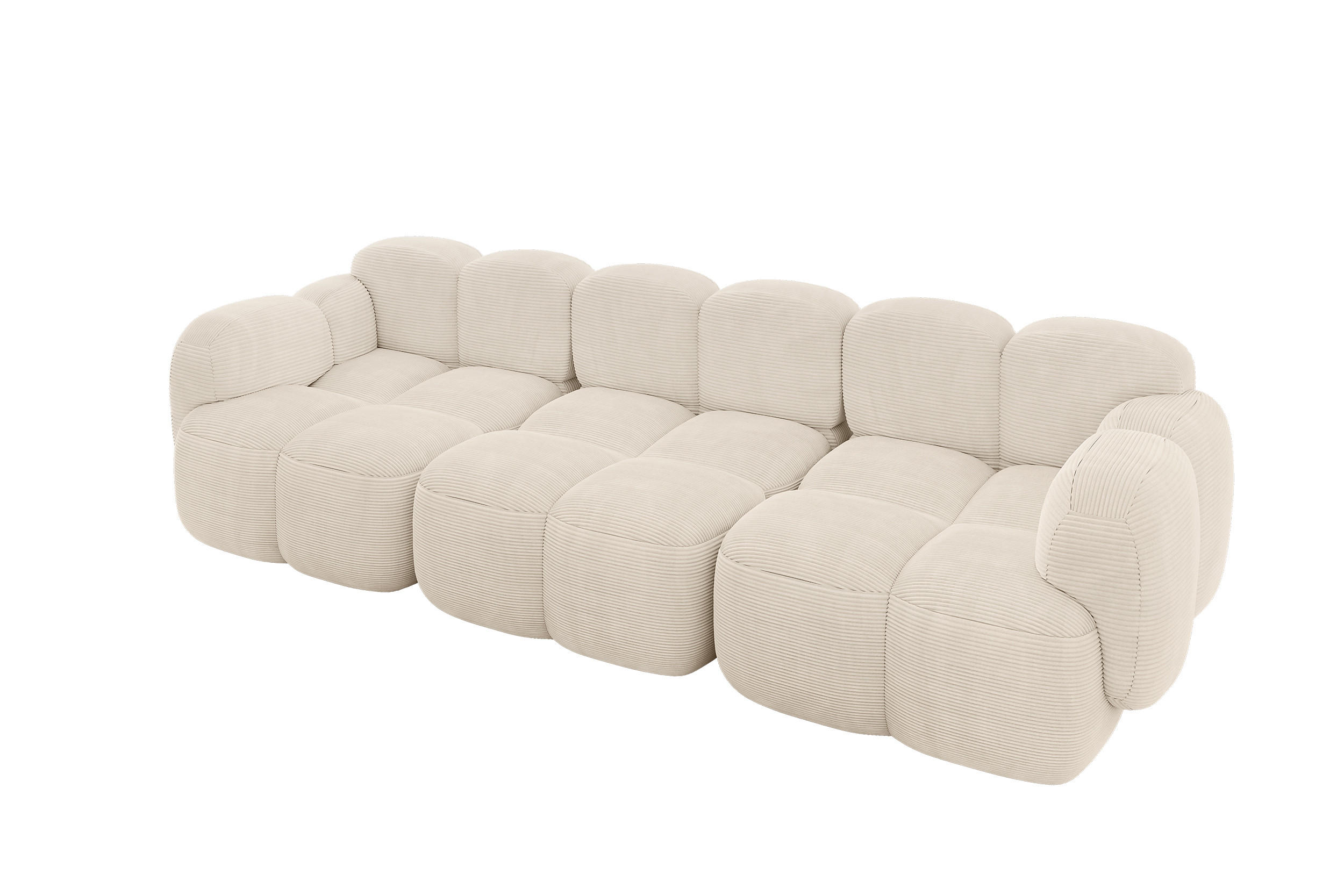 3-SITZER modulares Sofa Miko-S2 300x118x75 cm Beige Cord - Beige/Schwarz, Holzwerkstoff/Kunststoff (300/75/118cm) - ALTDECOR