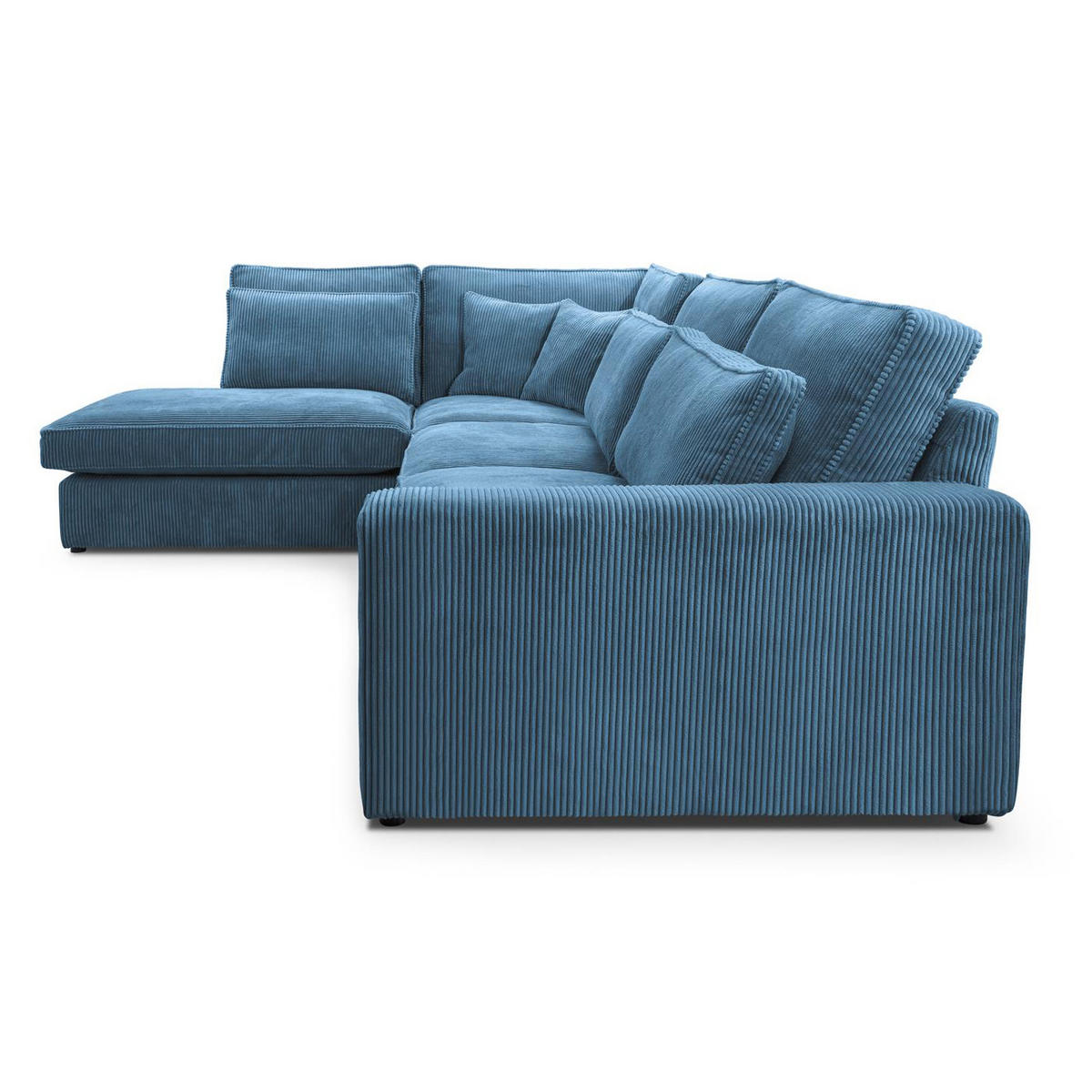 ECKSOFA Parma ohne Schlaffunktion, Cord-Stoff, Blau, Links - Blau/Schwarz, Textil (314/224cm) - Beautysofa