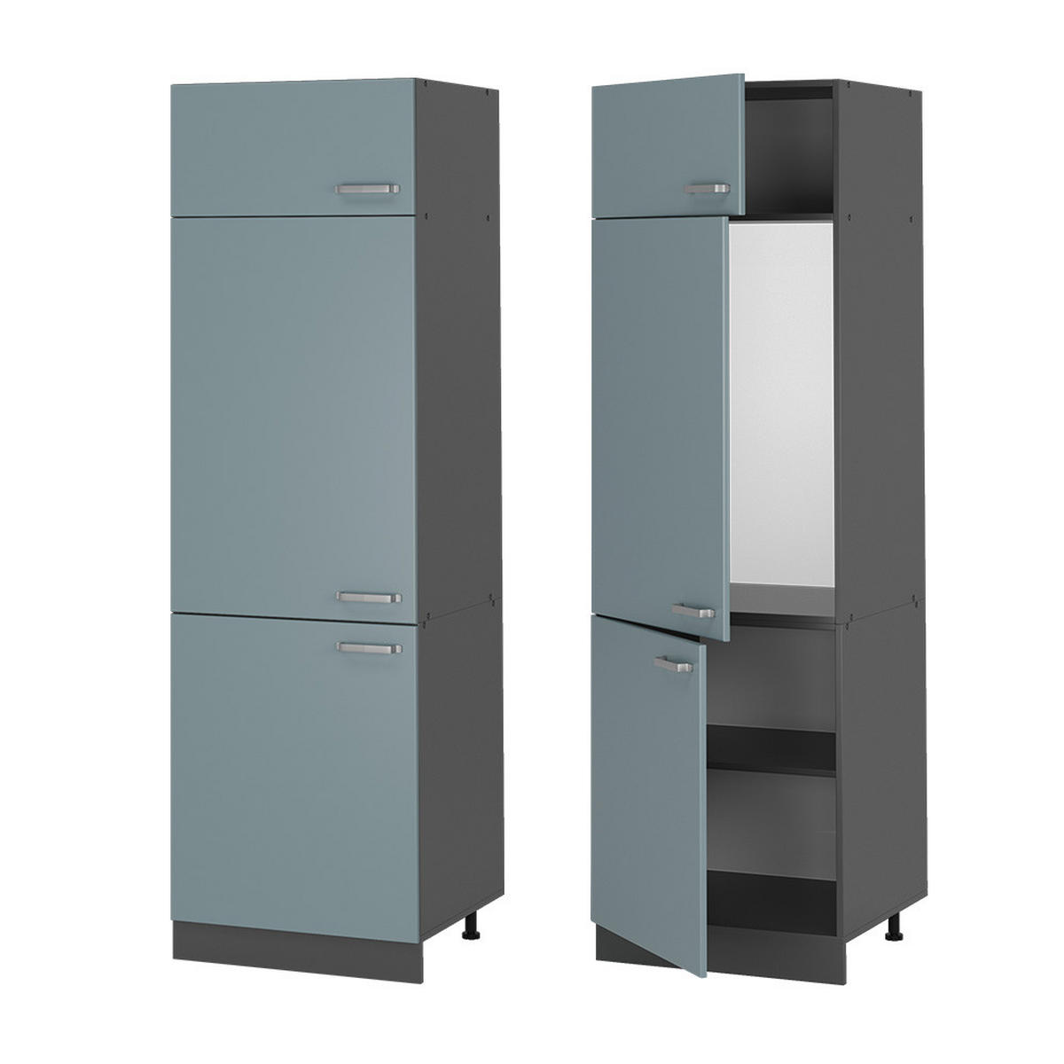 KÜHLUMBAUSCHRANK R-Line Blau-Grau 60 cm - Anthrazit/Blaugrau, Holzwerkstoff (60/206.8/57.2cm) - Vicco