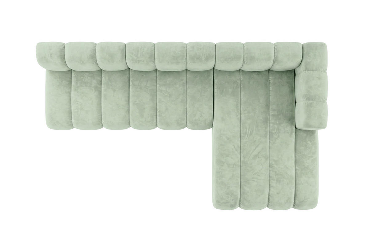 ECKSOFA Modulares In L-Form, Velvet-Stoff Riviera, Mintz, Rechts, GRAND 295 cm - Mintgrün, Holz (295/179cm) - Kaiser Möbel