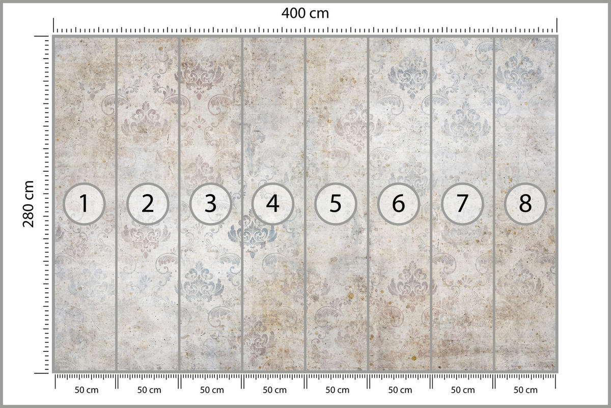 FOTOTAPETE für Schlafzimmer Vintage Ornamente Dekorativ 400x280 - Beige/Braun, Papier (400/280cm) - Muralo