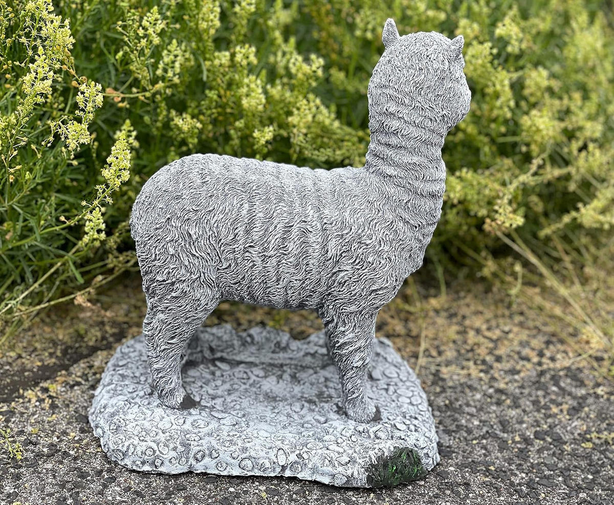 STEINFIGUR Alpaka frostfest Steinguss Gartenfigur wetterfest - Grau, Stein (22/30/18cm) - stoneandstyle