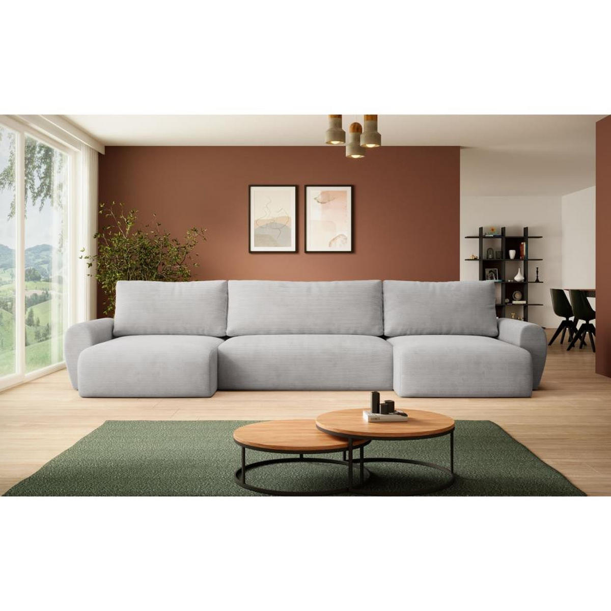 WOHNLANDSCHAFT mit Schlaffunktion Poss U hellgrau - Hellgrau, Textil (395/70/153cm) - Beautysofa