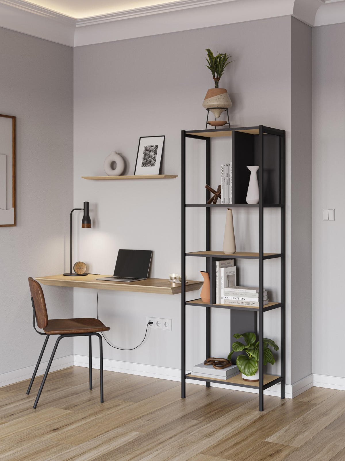 BÜCHERREGAL Alabama Schwarz 58/35/175 cm - Schwarz, Holz (35/175/58cm) - Calicosy