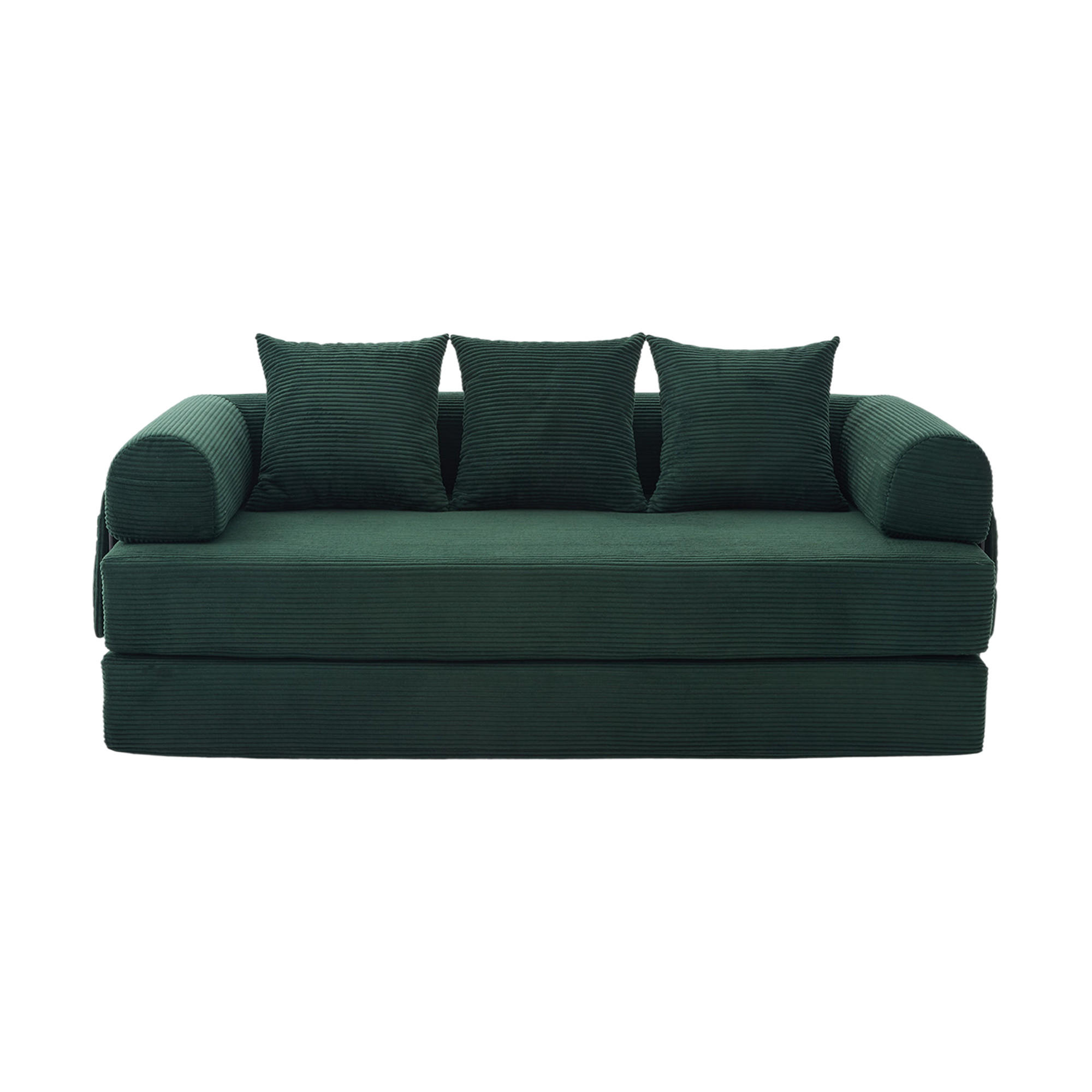 SCHLAFSOFA 200/94/67 cm Smaragd mit Seitentaschen plus und 3 Kissen - Smaragdgrün, Textil (200/67/94cm) - Oxeza