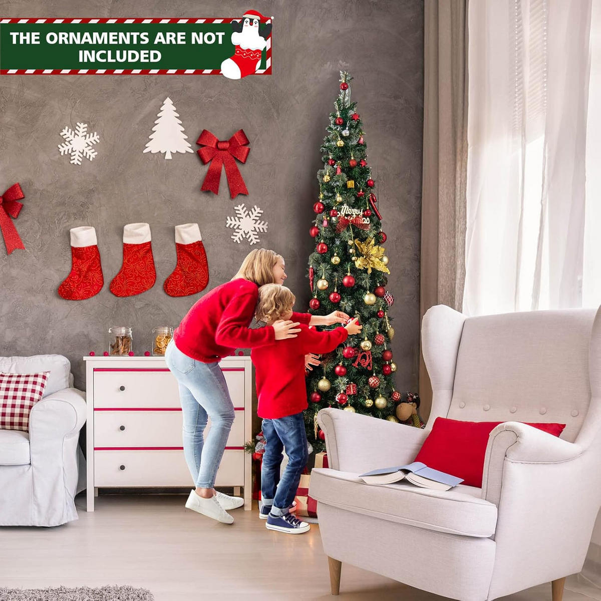 WEIHNACHTSBAUM Halb-Baum 210 cm 150 LED Grün - Grün, Kunststoff (210cm) - COSTWAY