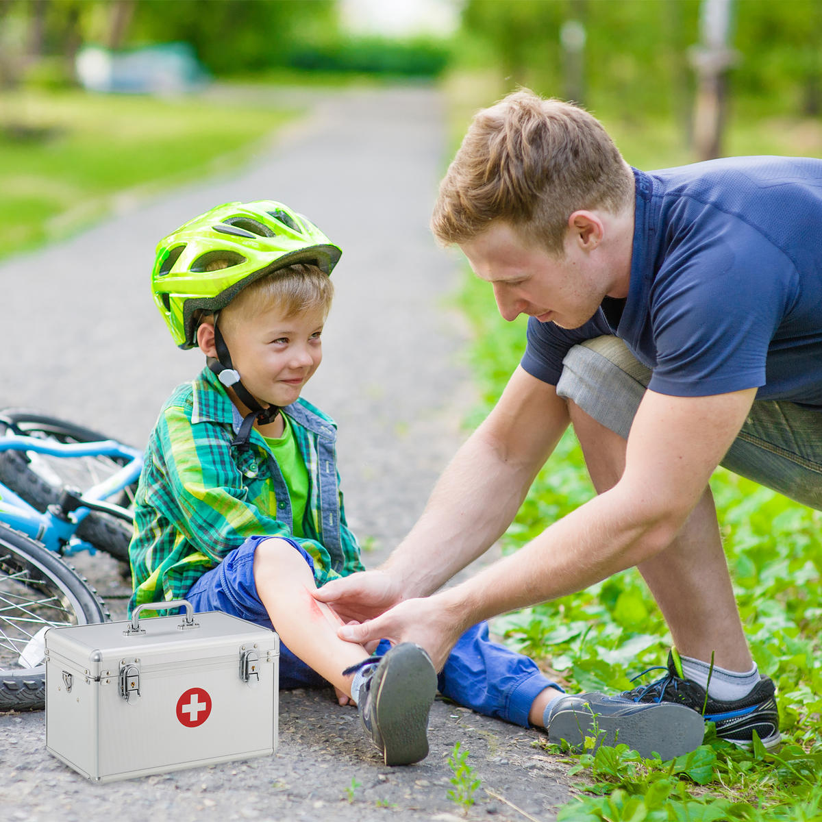 ERSTE-HIFE Koffer - Silberfarben, Kunststoff/Textil (32/19/20cm) - Relaxdays