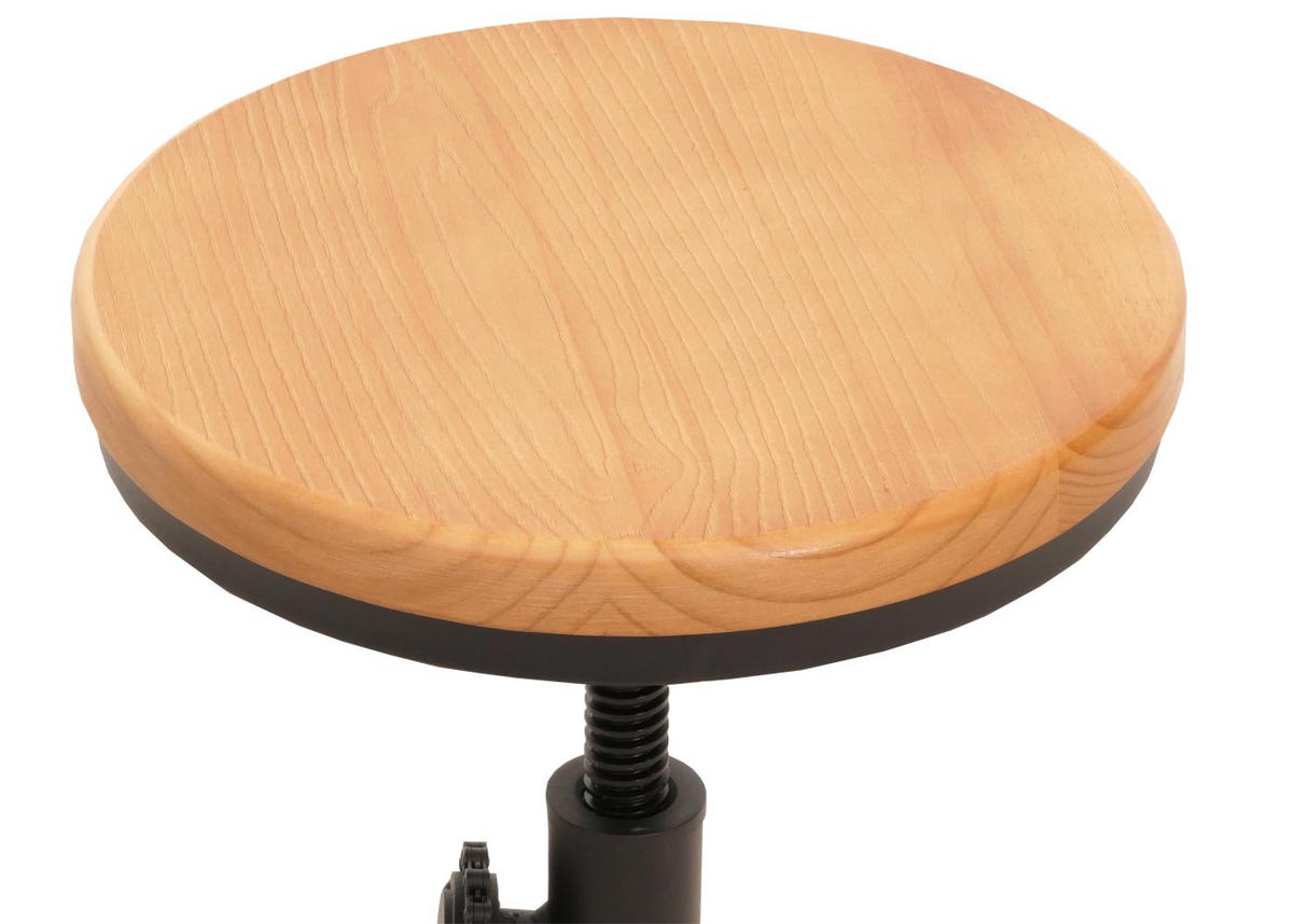 BARHOCKER mit Fußablage Sitzhöhe 61-85cm höhenverstellbar drehbar Fußablage Metall Massiv-Holz Natur - Braun, Holz/Metall (46/85/46cm) - PROREGAL