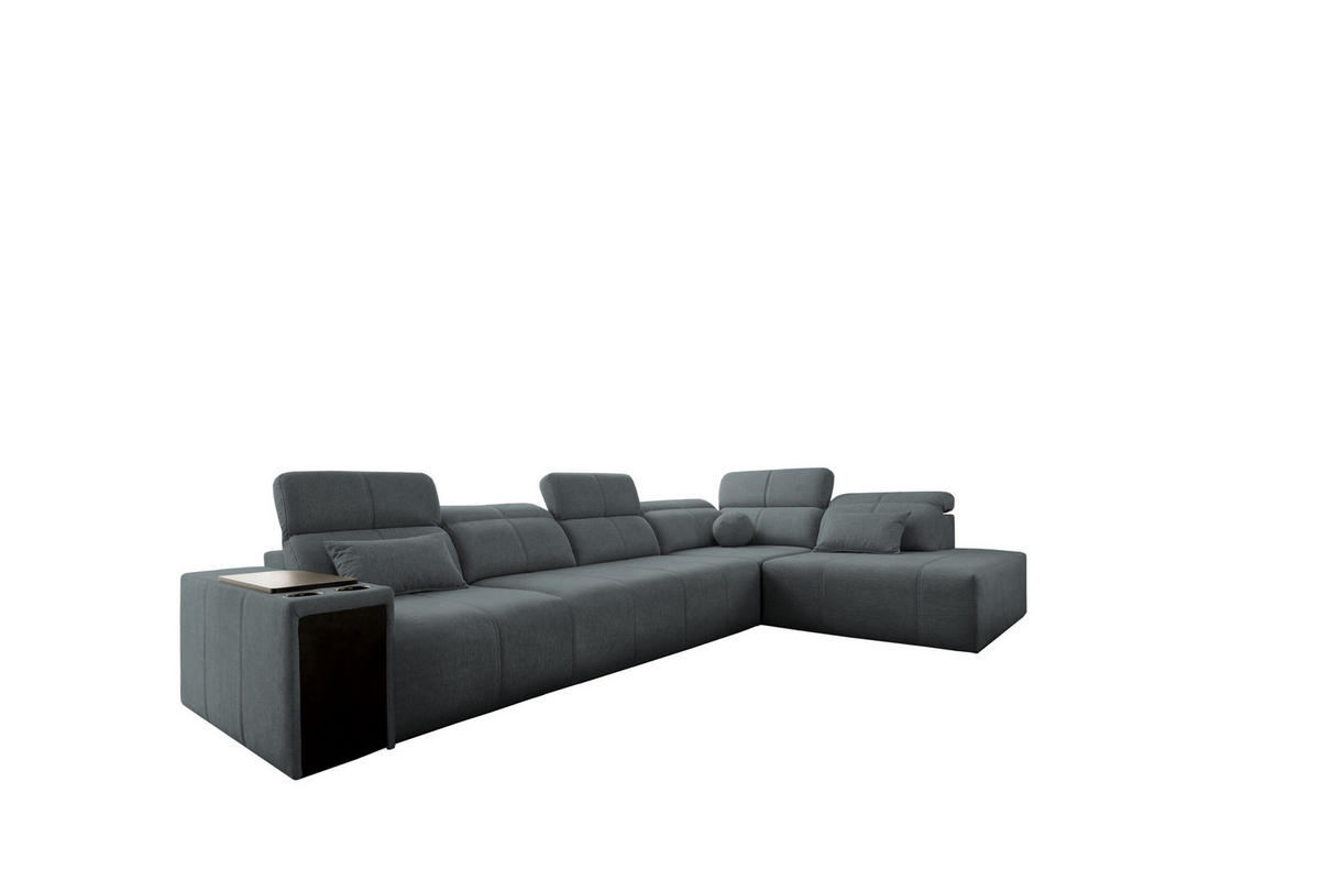 ECKSOFA L-Form Mindy XI Mit Schlaffunktion Und Verstellbarer Rückenlehne Stoff Verita Dunkelgrau Rechts - Dunkelgrau, Holz/Textil (350/230cm) - Kaiser Möbel