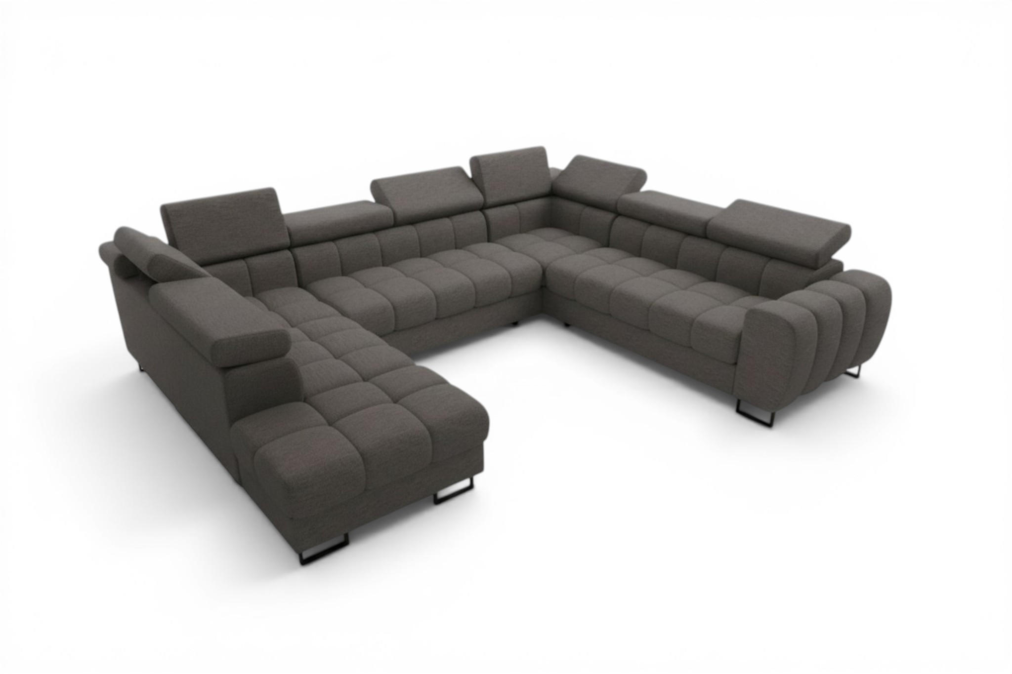 WOHNLANDSCHAFT Bastien Xl - Dunkelgrau, Holzwerkstoff/Textil (265/95/350cm) - Fun Möbel