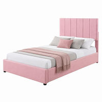 POLSTERBETT mit hydraulischem Bettkasten 90x200 cm Leinenstoff Rosa - Pink, Metall (90/200cm) - Beauniv