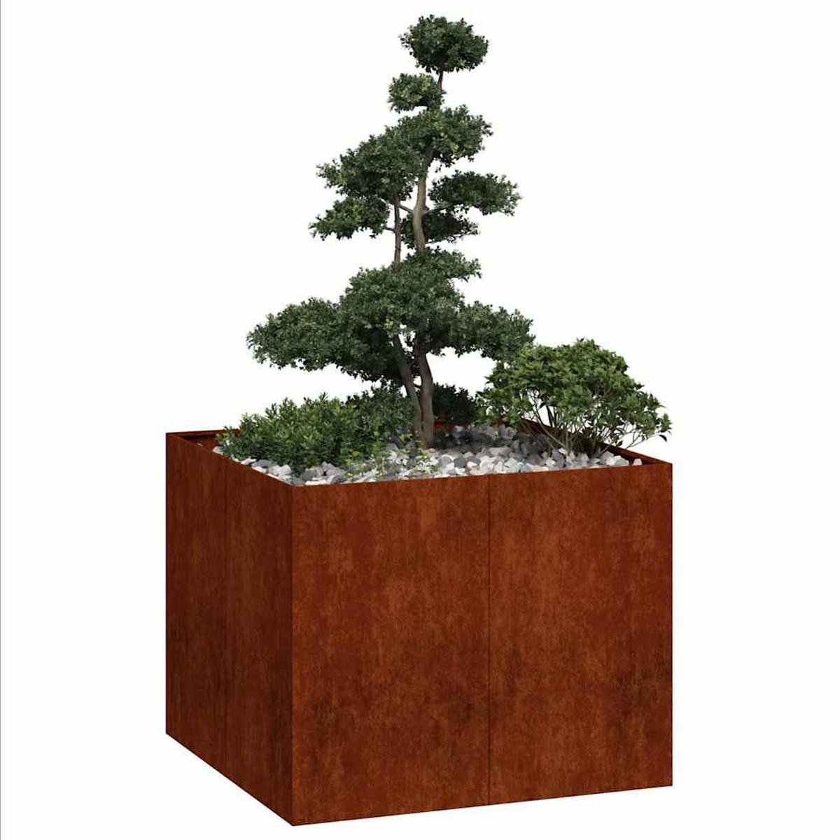 PFLANZKÜBEL Rostig 100/100/80 Cm Wetterfester Stahl - Braun, Metall (100/80/100cm) - vidaXL