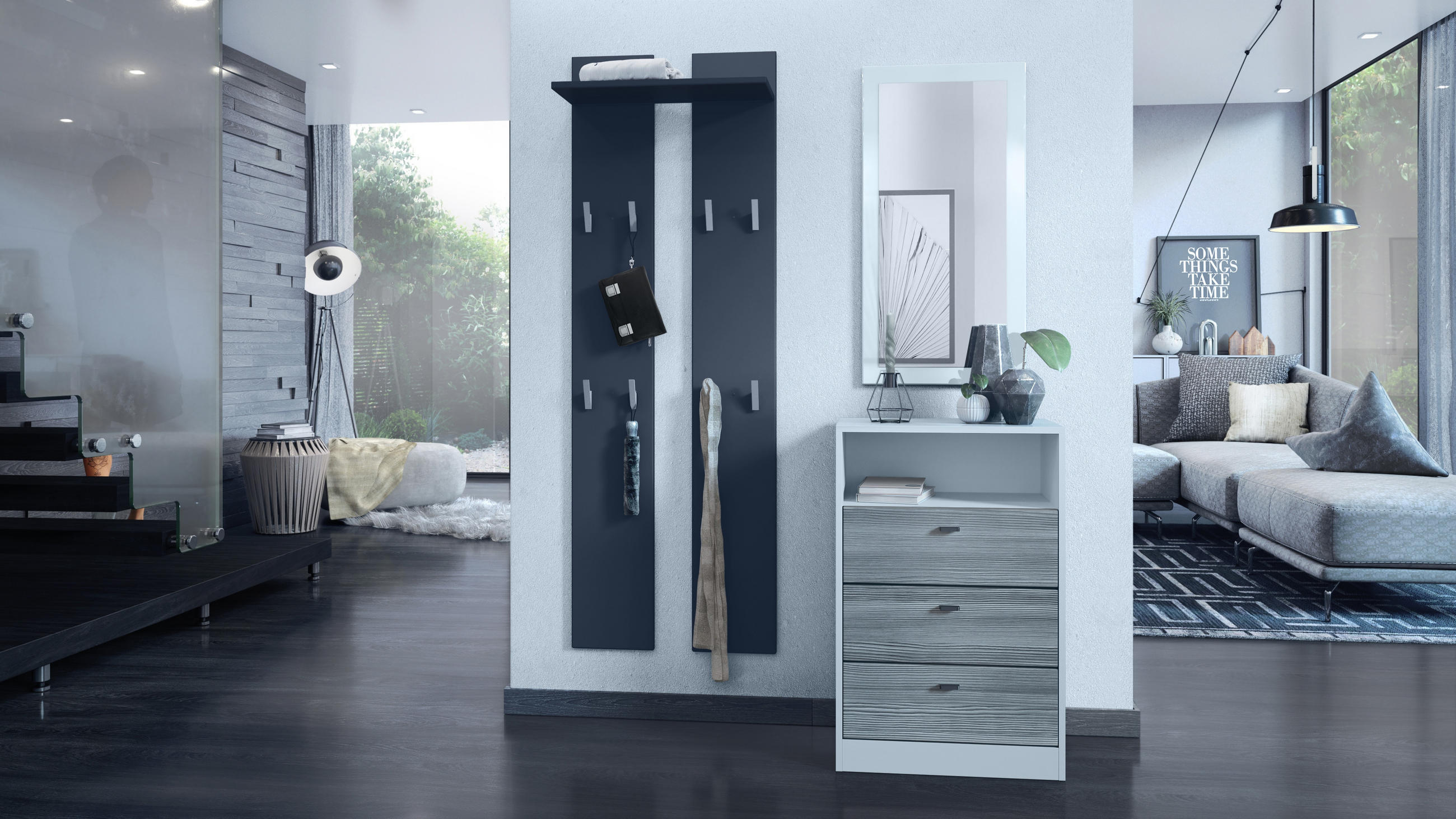 KOMMODE Pino Fronten in Avola-Anthrazit - Anthrazit, Holzwerkstoff (56/86.5/36cm) - Vladon