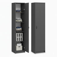 MEHRZWECKSCHRANK mit 4 Einlegeböden 50 cm Breite in graphit - Graphitfarben, Holzwerkstoff (50/180/35cm) - Home Collective