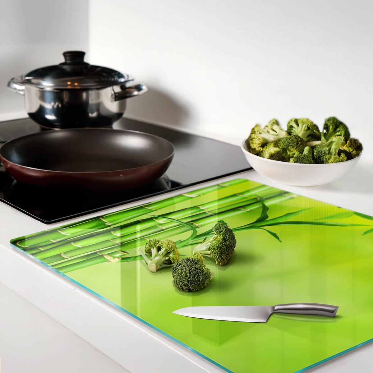 GLASPLATTE 60x52 cm Bambus - Grün, Glas (60/0.4/52cm) - TULUP