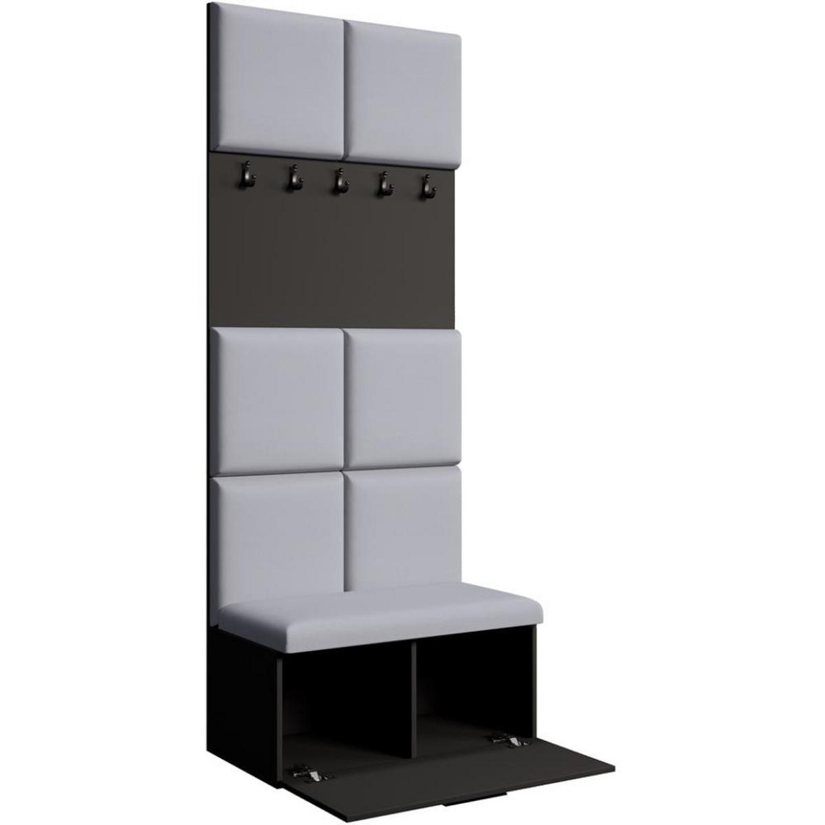GARDEROBE Margaret I 81/203/43 gepolsterten Paneelen - Schwarz/Grau, Holzwerkstoff/Kunststoff (81/203/43cm) - Beautysofa
