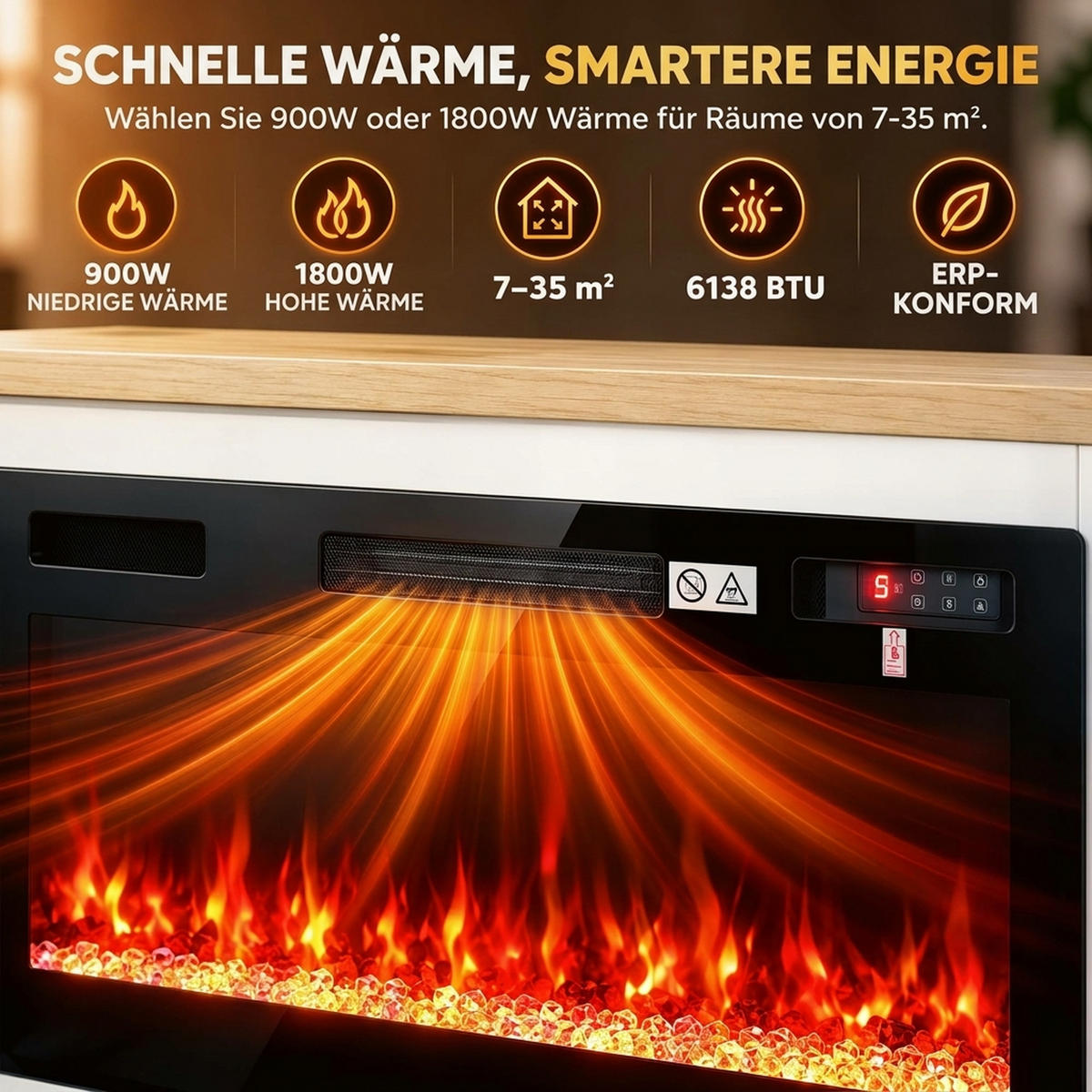 ELEKTROKAMIN Spanplatte Stahl Weiß - Weiß, Holzwerkstoff (30/60/114cm) - HOMCOM