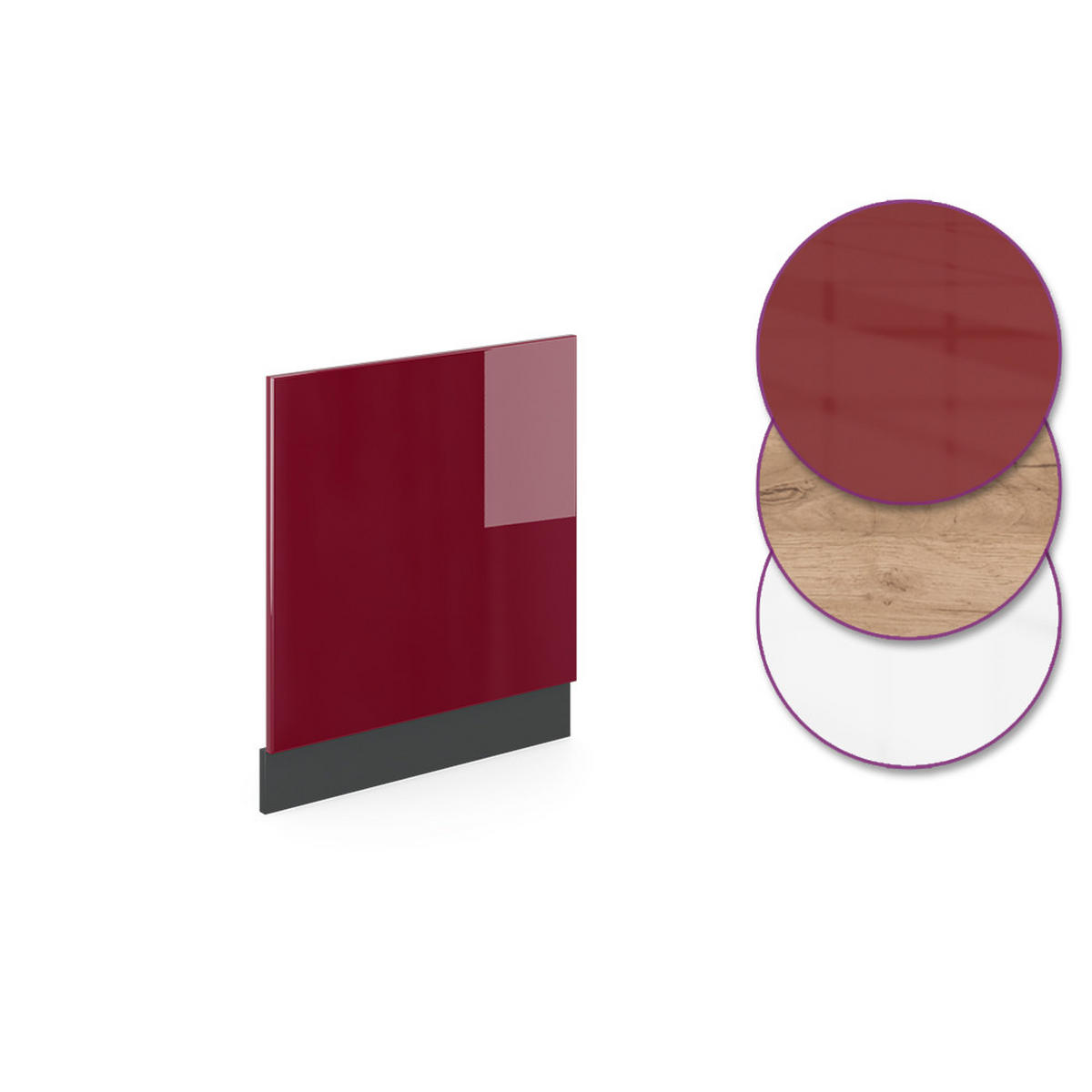 FRONTBLENDE R-Line Rot 60 cm, AP Eiche - Anthrazit/Rot, Holzwerkstoff (60/57.2/1.6cm) - Vicco