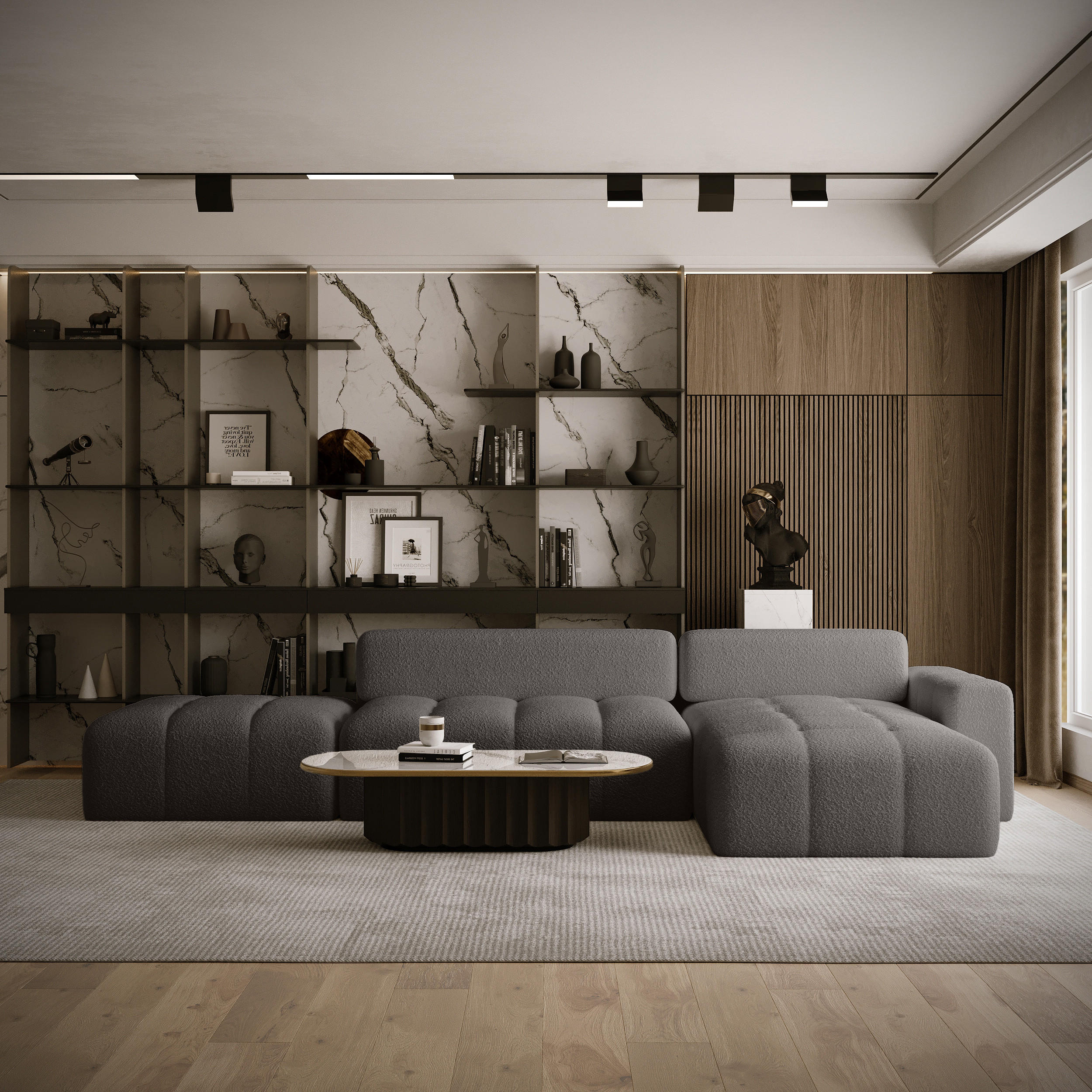 ECKSOFA RIFU LA mit Schlaffunktion, Graphit - Graphitfarben, Textil (363/185cm) - Fedve