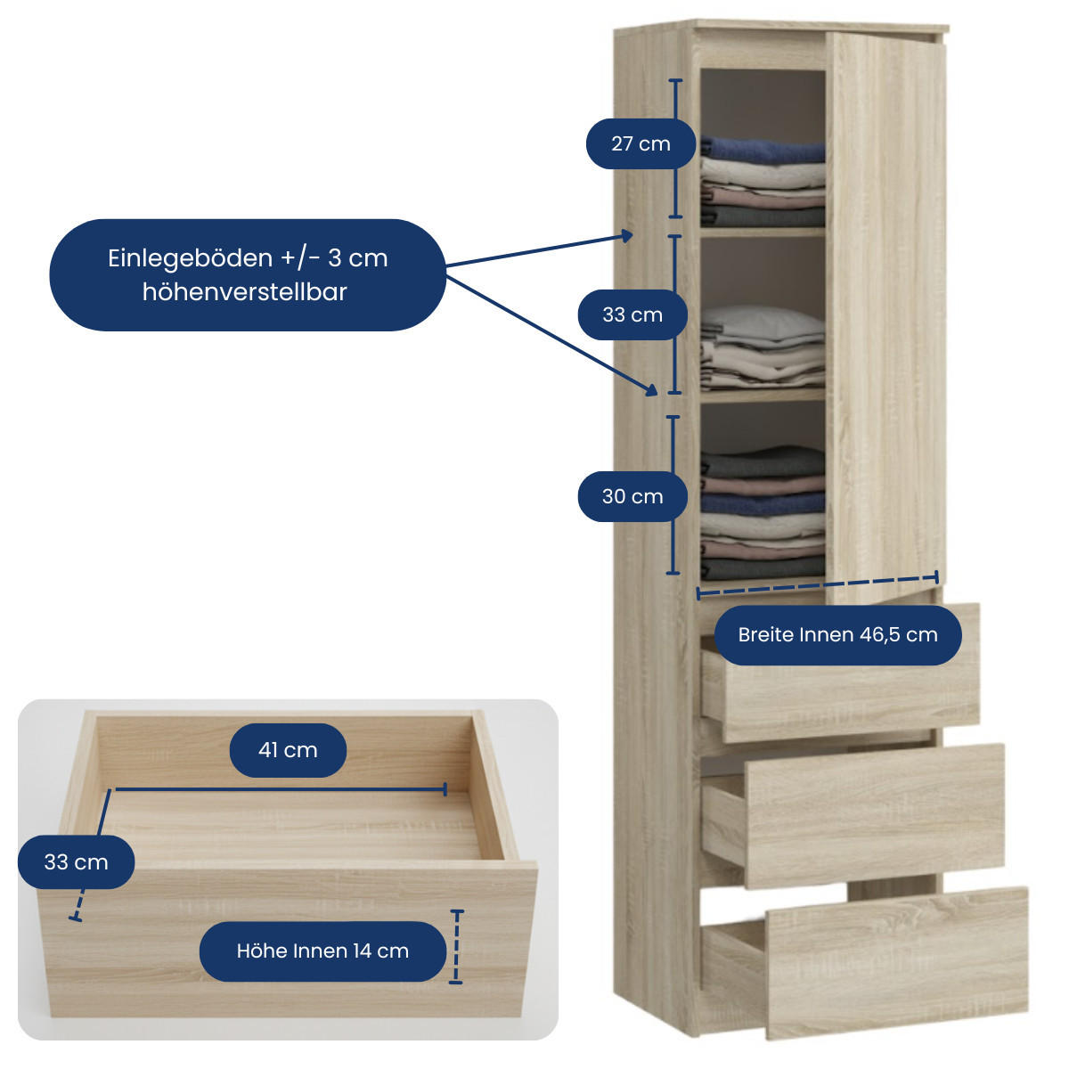 KLEIDERSCHRANK in Sonoma - Sonoma Eiche, Holzwerkstoff (50/180.5/40cm) - Home Collective