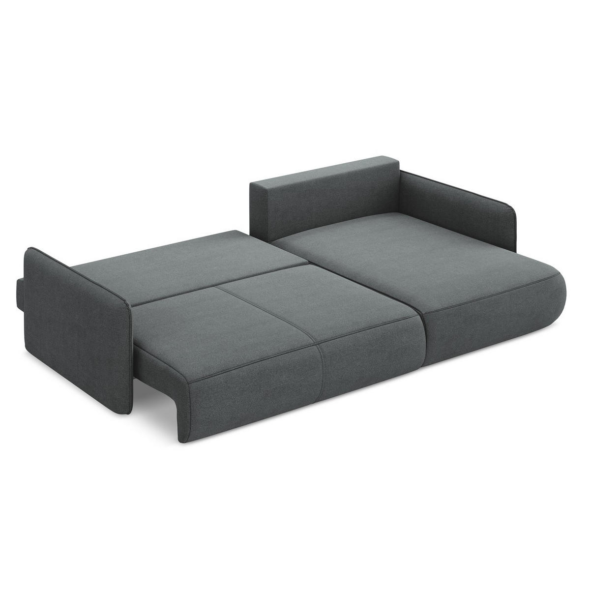 ECKSOFA mit Schlaffunktion Strukturstoff Stoff Grau - Schwarz/Grau, Kunststoff/Textil (240/148cm) - LaMiaSofa