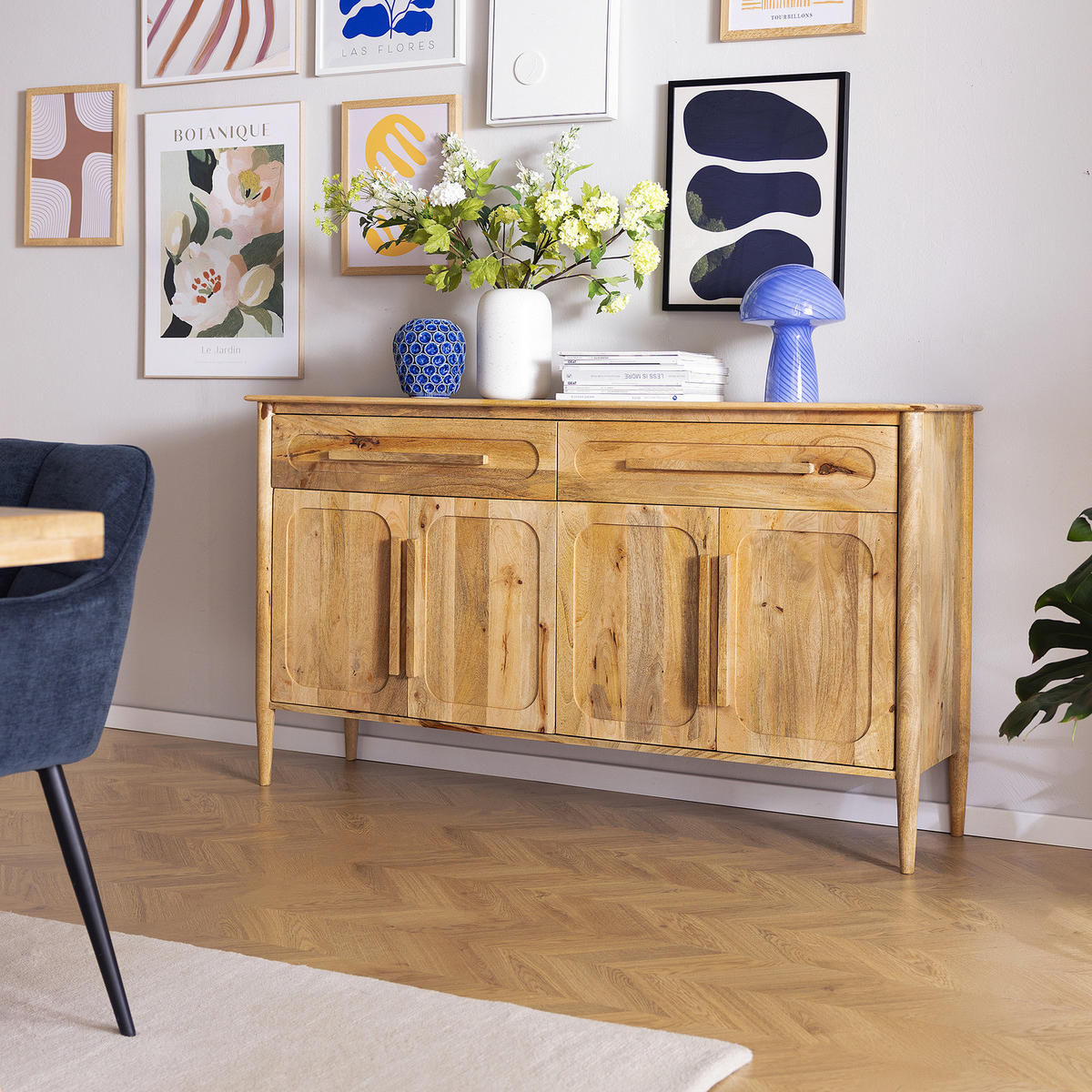 MASSIVES SIDEBOARD mit 4 Türen - Mango - Braun, Mangoholz/Holz (160/90/40cm) - home24