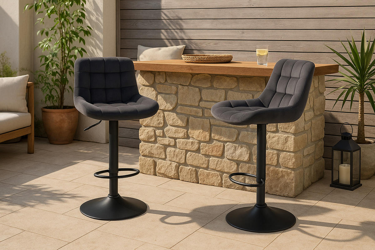 BARHOCKER Tower Samt schwarz - Schwarz, Textil/Metall (48/105/54cm) - TPFLiving