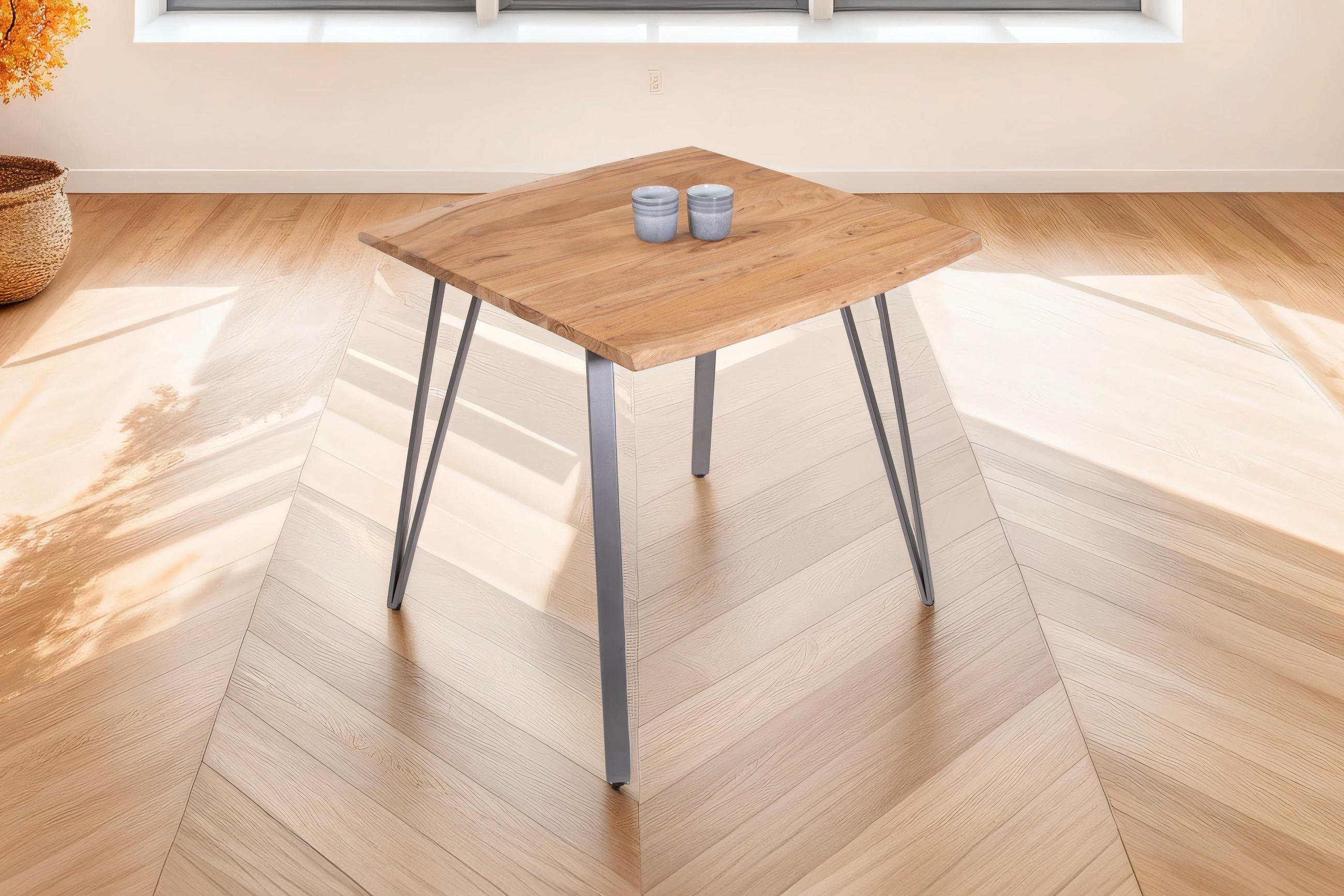 ESSTISCH CELIA - Beige/Silberfarben, Holz/Metall (80/80/77cm) - SAM
