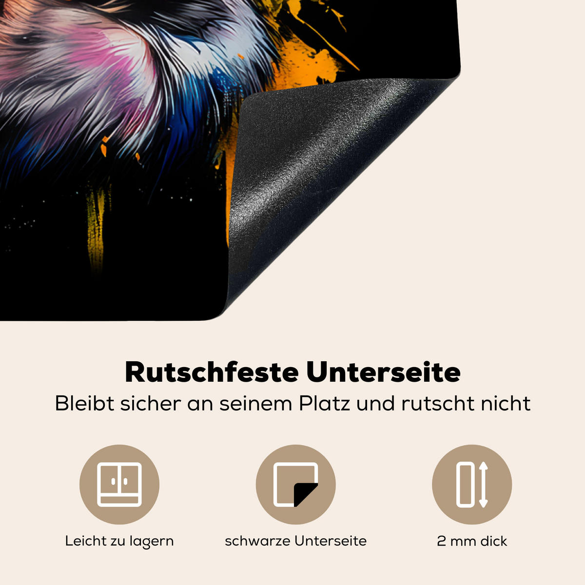 HERDABDECKPLATTE Affe - Graffiti - Farbenfroh - Bananen - Modern 78x78 cm - Gelb, Kunststoff (78/0.2/78cm) - MuchoWow