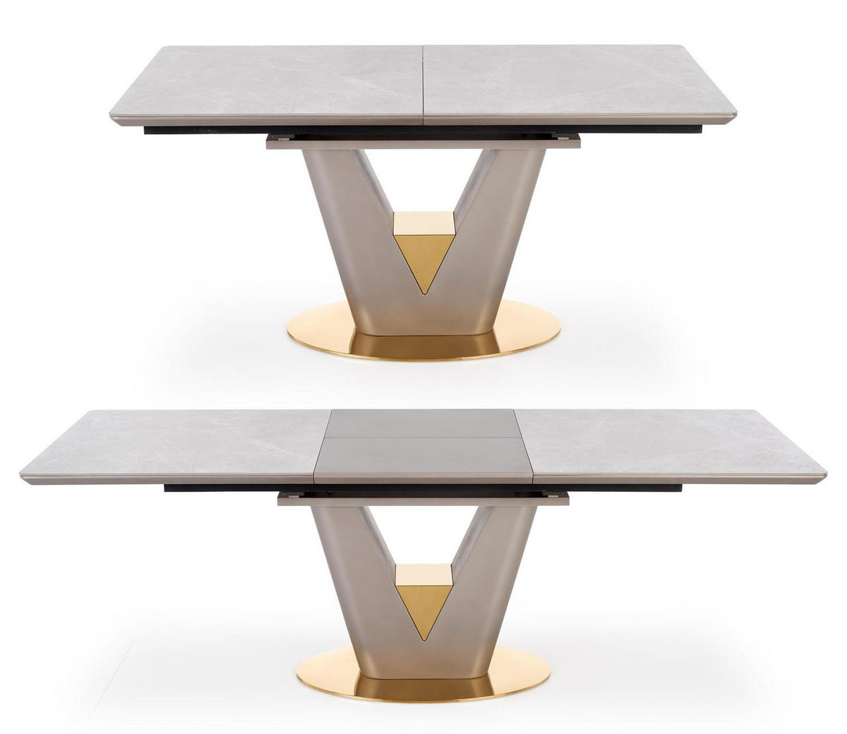 ESSTISCH Valenton grau Marmor / gold / Aschfarben 160-220 / 90 / 76cm - Goldfarben/Grau, Holz/Keramik (90/220/76cm) - Feldmann-Wohnen