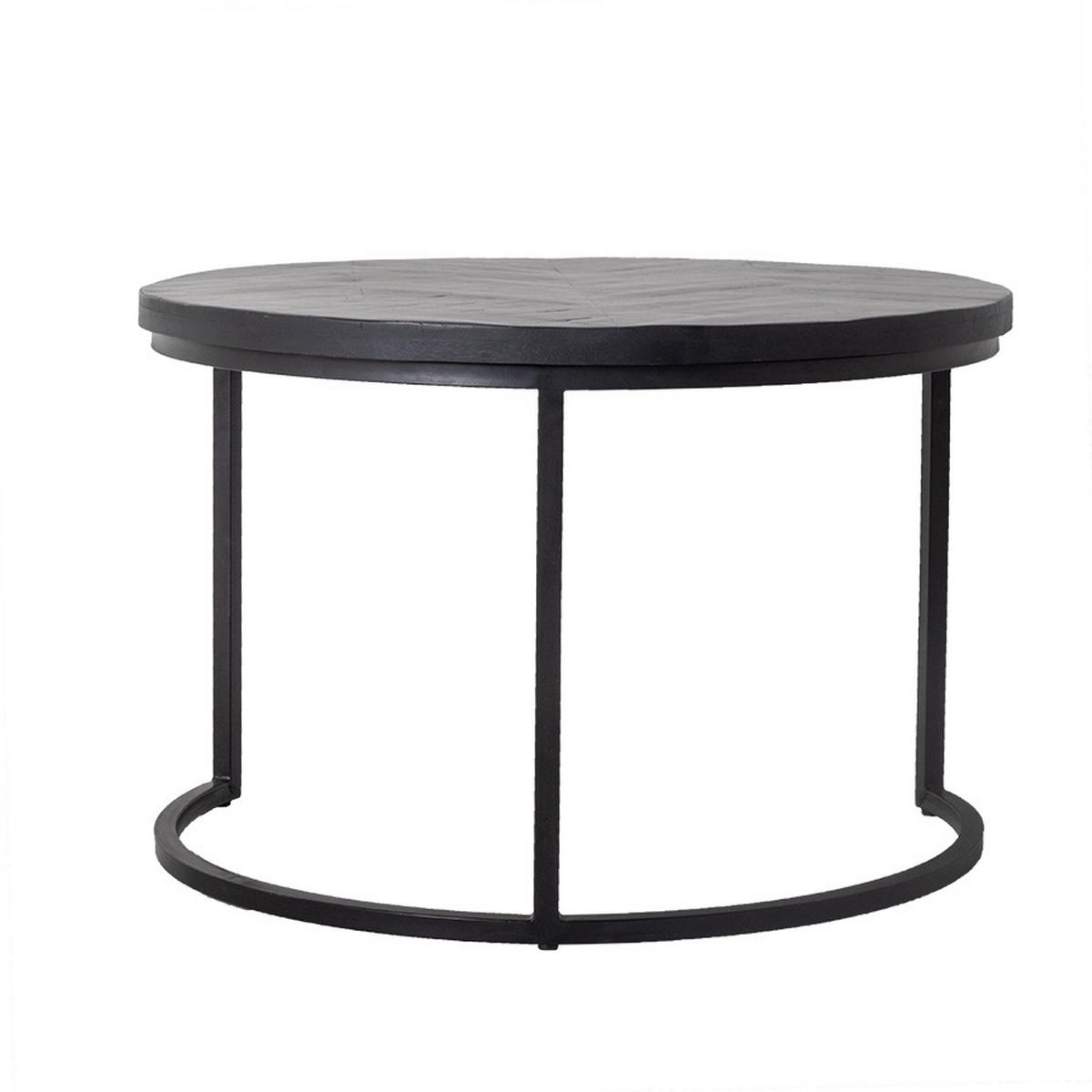 COUCHTISCH rund Herringbone 2er-Set, schwarz - Schwarz, Holz (75/75/50cm) - Giga Meubel